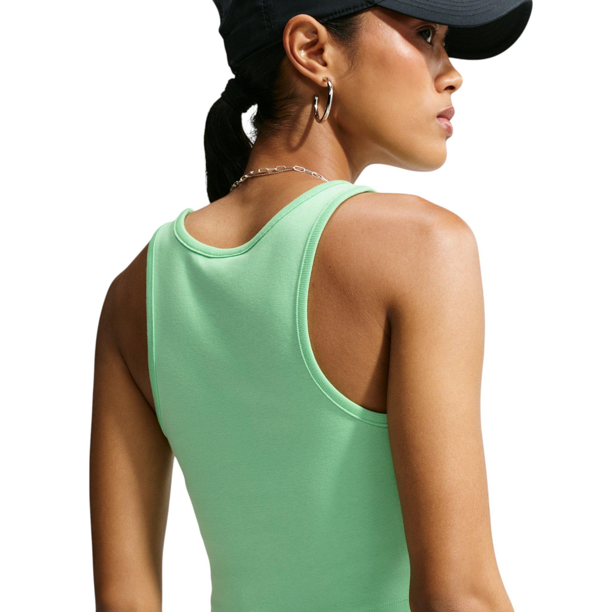 Nike Women's Sportswear Tight Cropped Tank Top - Green/Black - GREEN/BLACK