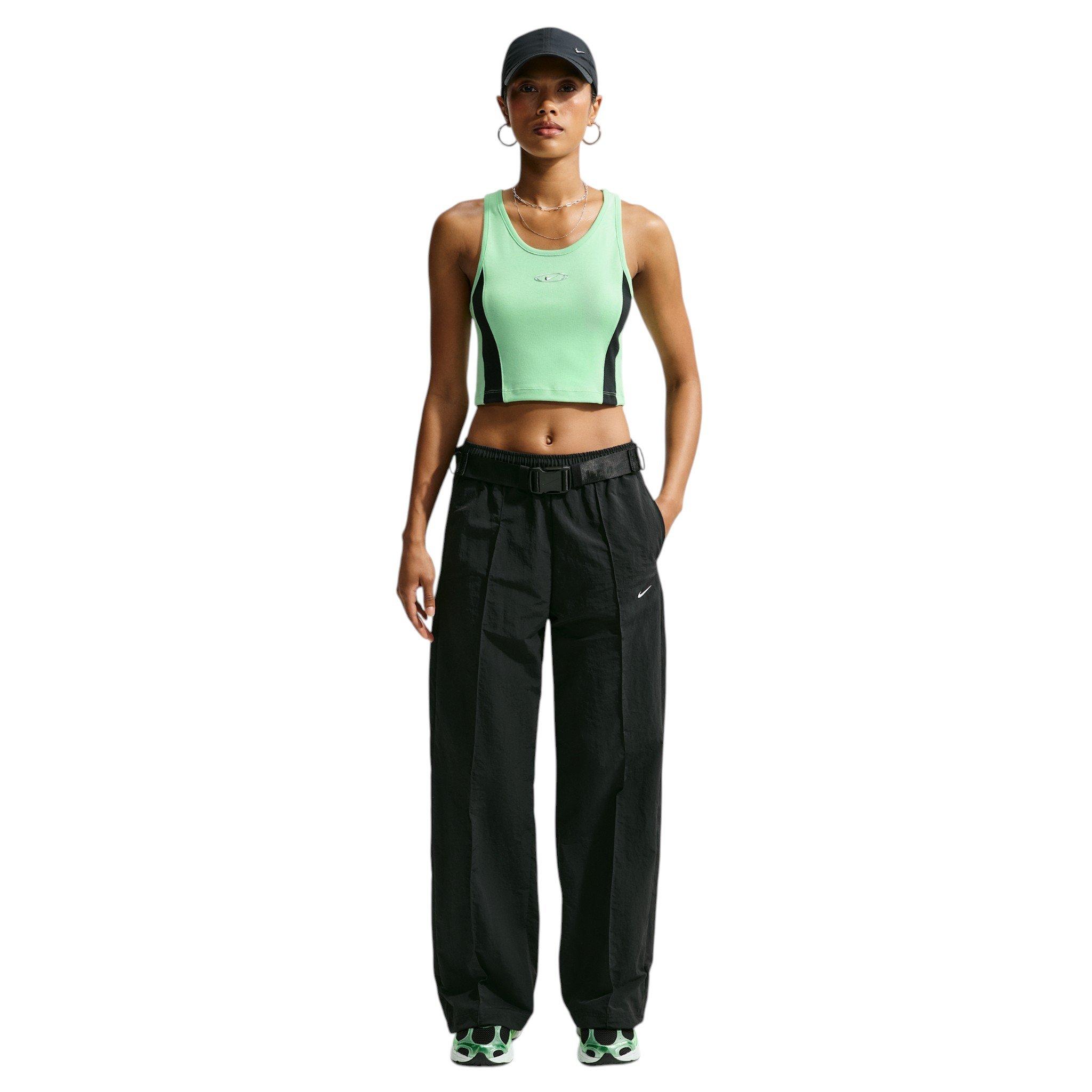 Nike Women's Sportswear Tight Cropped Tank Top - Green/Black - GREEN/BLACK