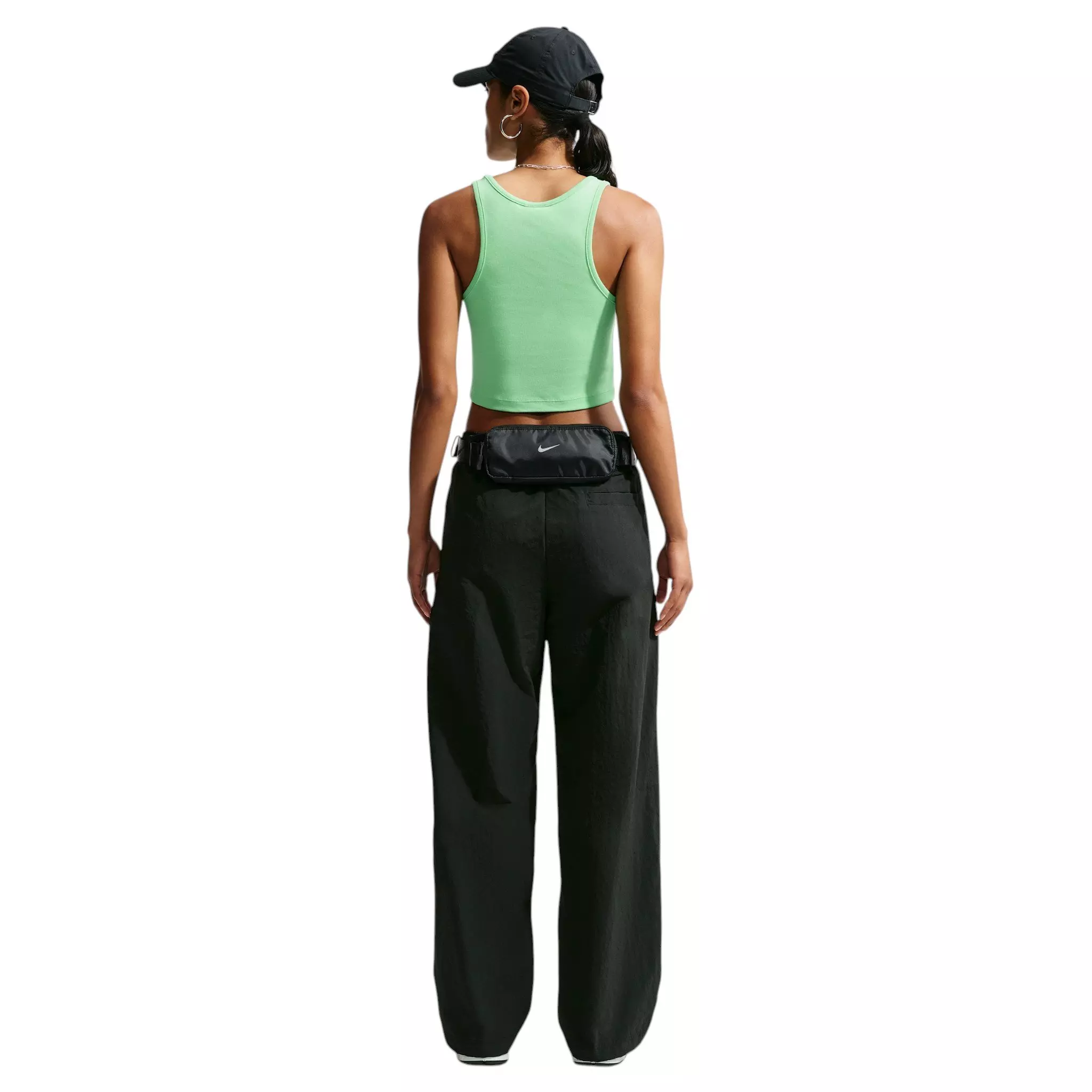 Nike Women's Sportswear Tight Cropped Tank Top - Green/Black - GREEN/BLACK