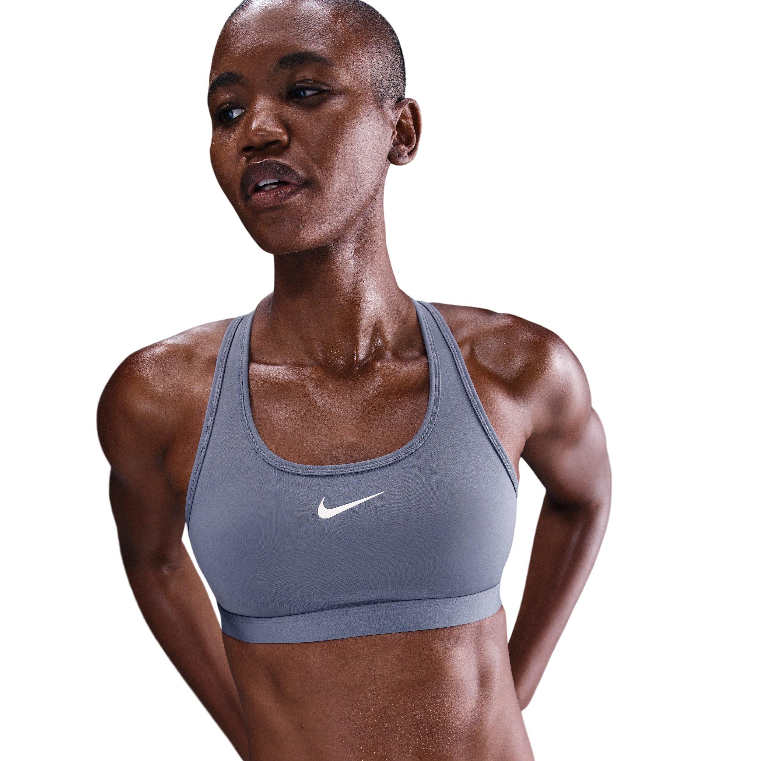 Nike Women's Swoosh Medium Support Padded Sports Bra - Smoke Blue - BLUE Thumbnail View 1