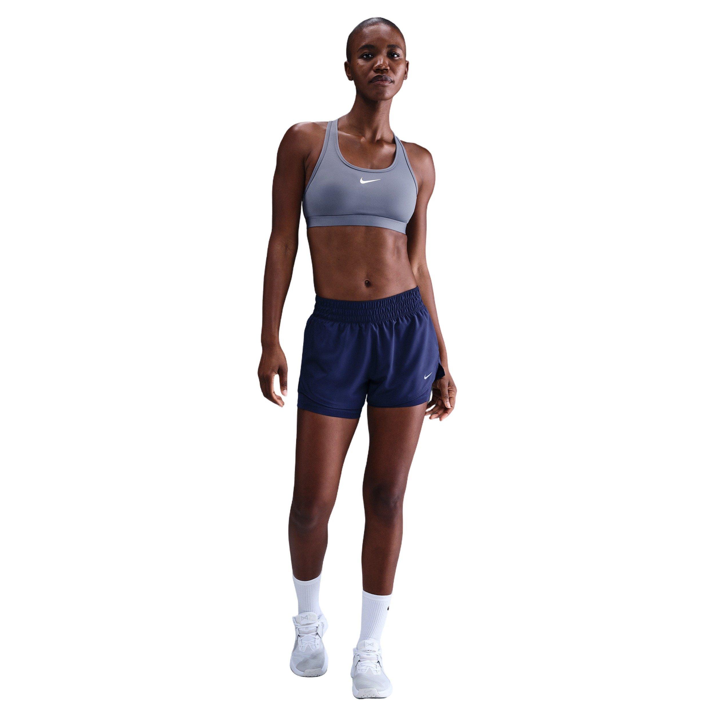 Nike Women's Swoosh Medium Support Padded Sports Bra - Smoke Blue - BLUE Thumbnail View 4