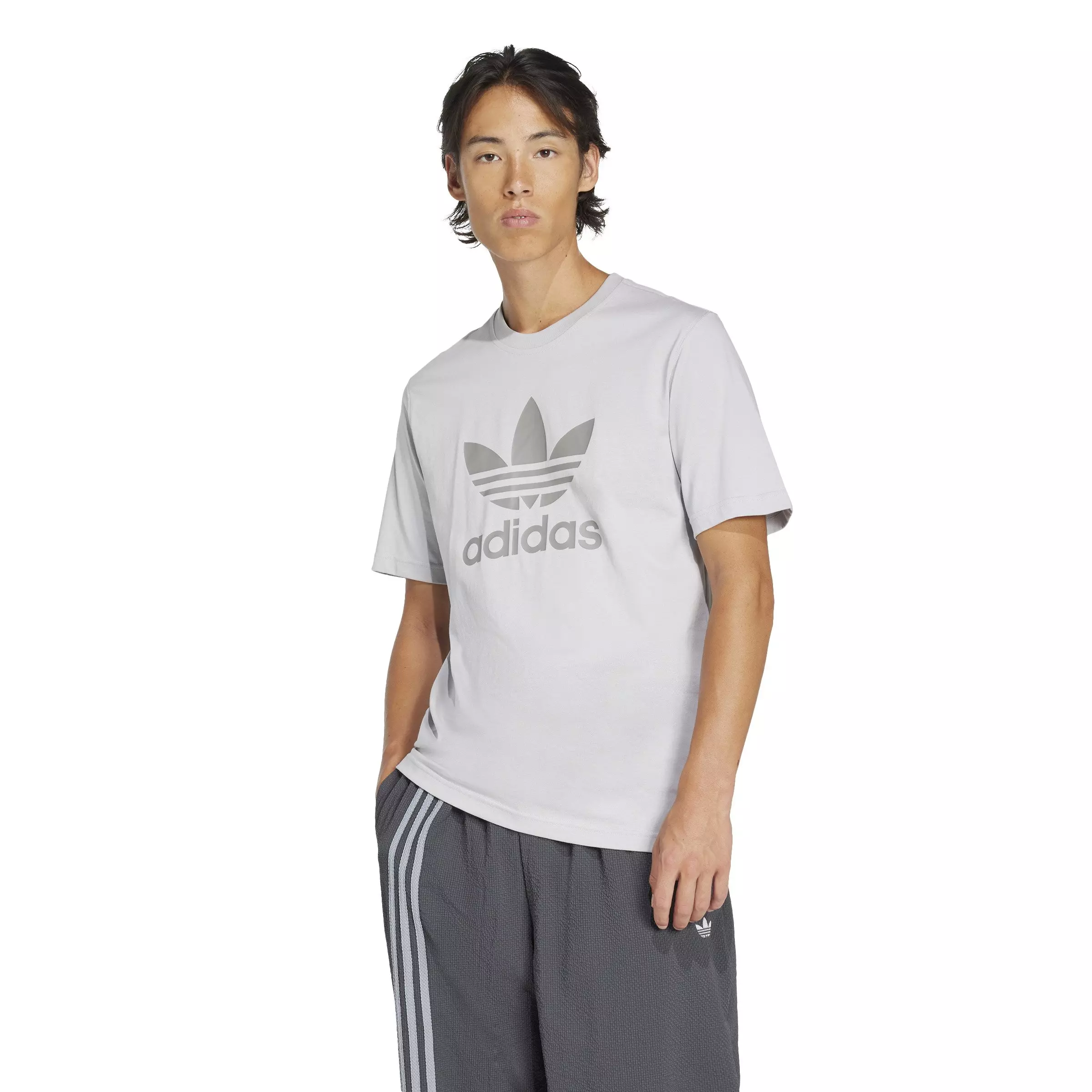 adidas Originals Men's Adicolor Trefoil Tee-Grey - GREY