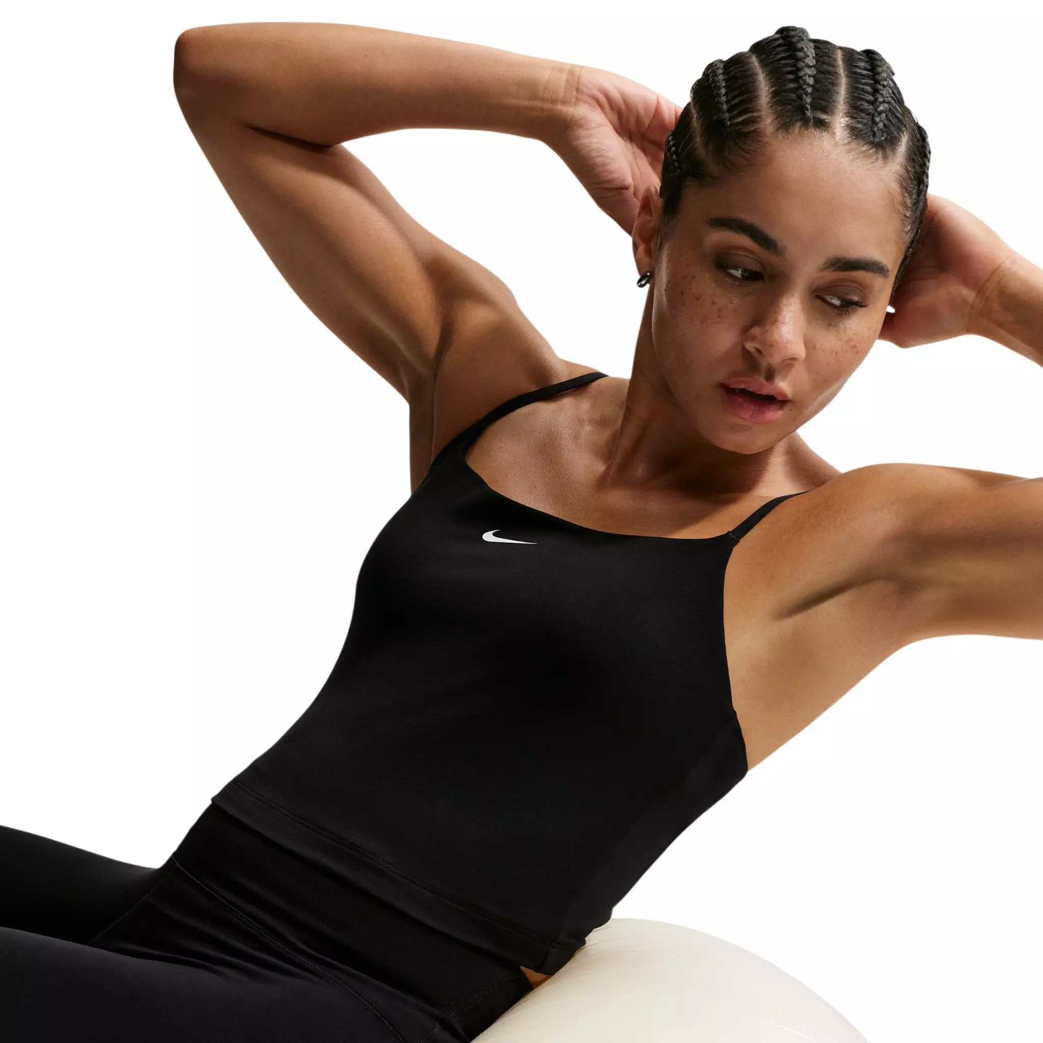 Nike Women's One Medium-Support Padded Adjustable Sports Bra Tank - Black/White - BLACK/WHITE
