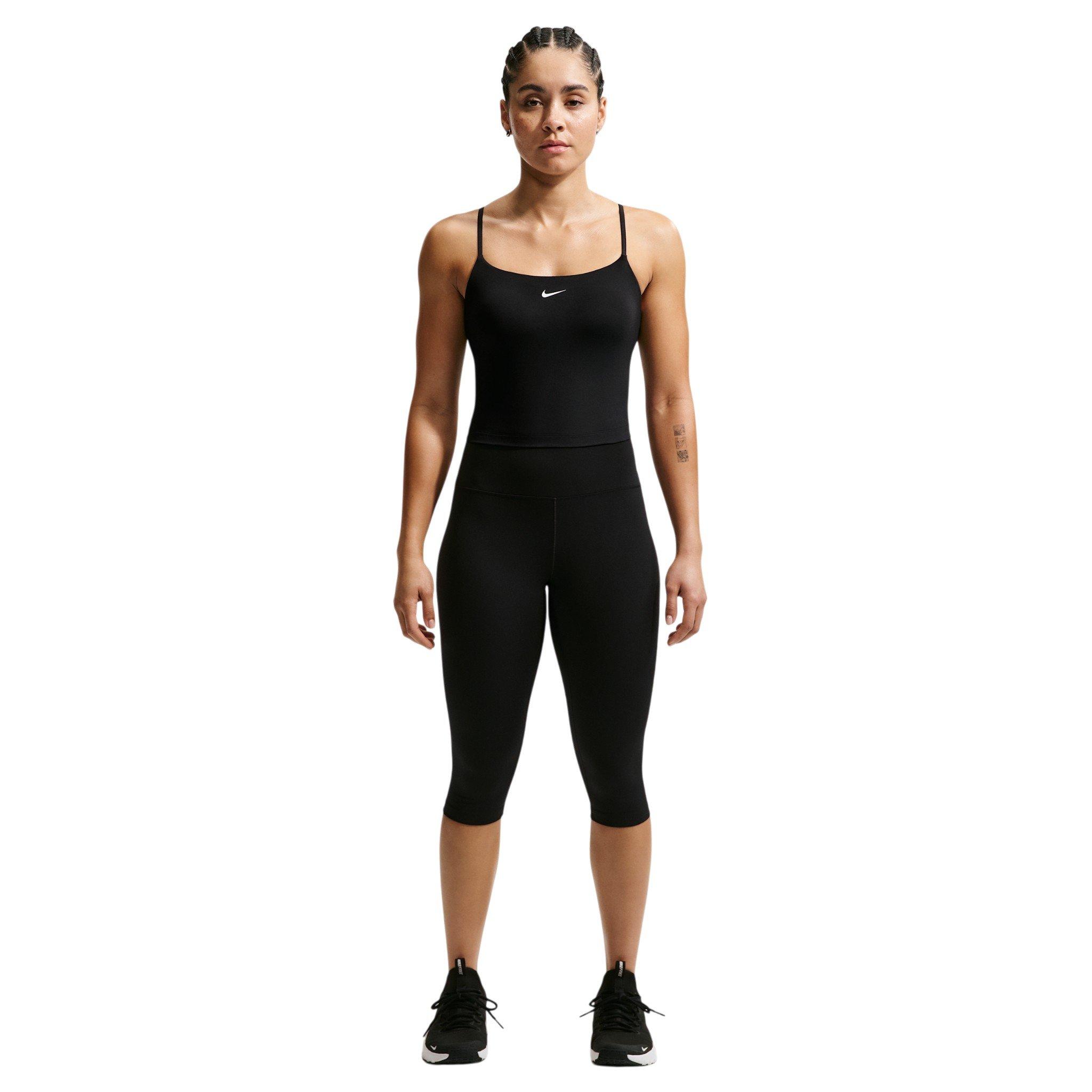 Nike Women's One Medium-Support Padded Adjustable Sports Bra Tank - Black/White - BLACK/WHITE Thumbnail View 4
