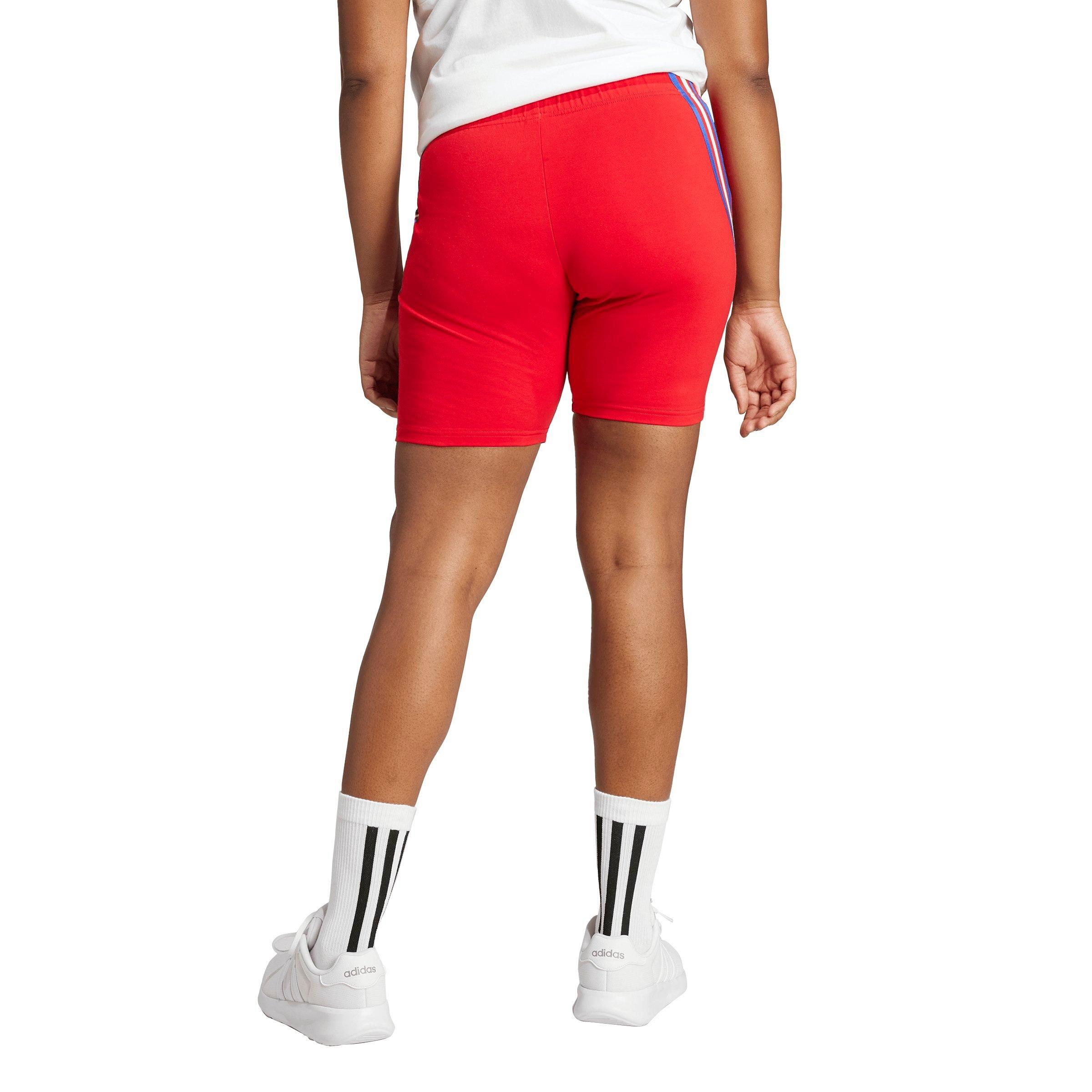 adidas Women's Future Icons 3-Stripes Biker Shorts - Red - RED Thumbnail View 2