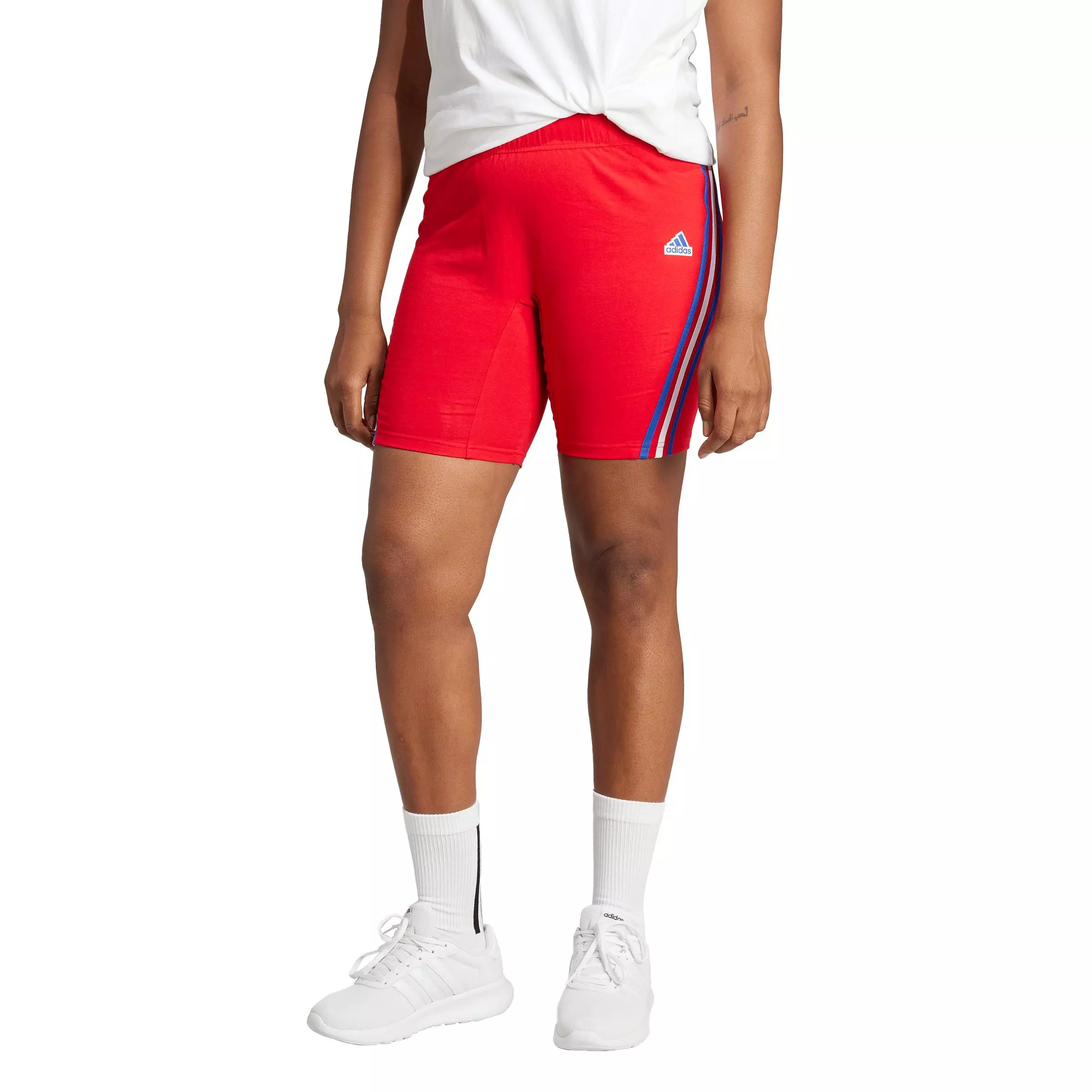 adidas Women's Future Icons 3-Stripes Biker Shorts - Red - RED