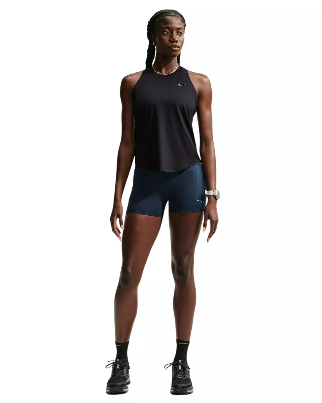 Nike Women's Swift Dri-FIT Running Tank Top - Black/Silver - BLACK/SILVER