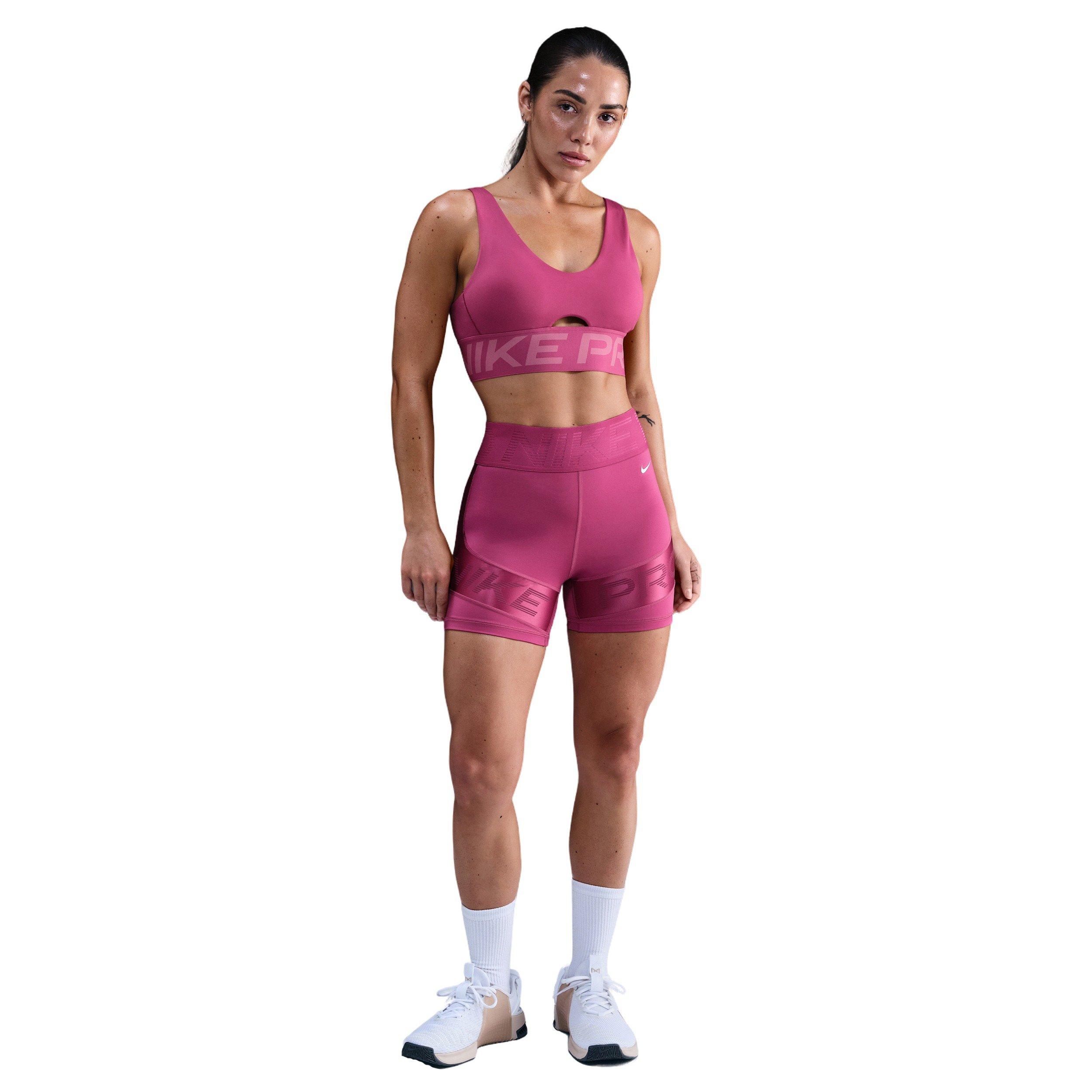 Nike Women's Pro Indy Plunge Medium-Support Padded Sports Bra - Pink - PURPLE Thumbnail View 4