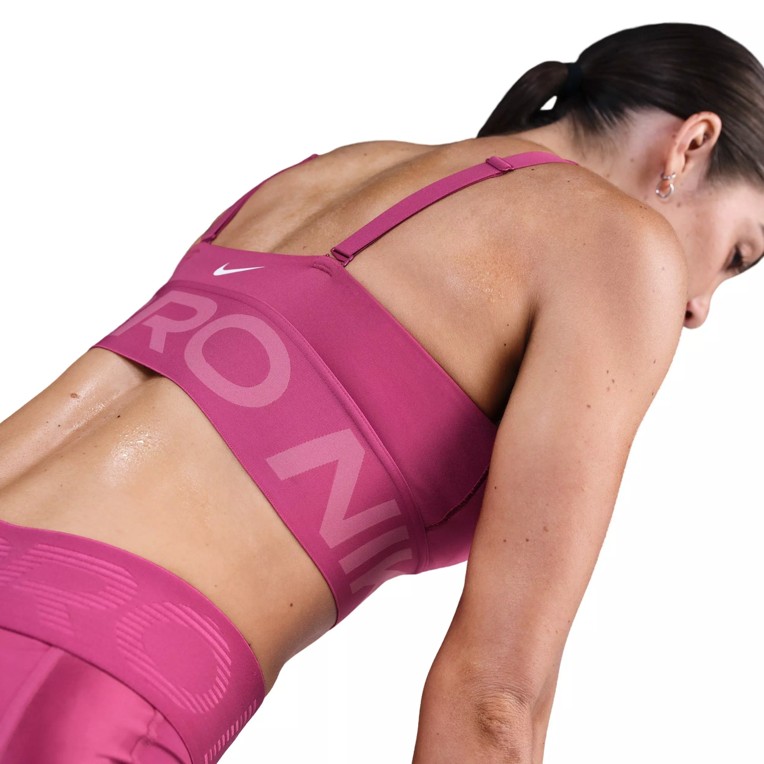 Nike Women's Pro Indy Plunge Medium-Support Padded Sports Bra - Pink - PURPLE