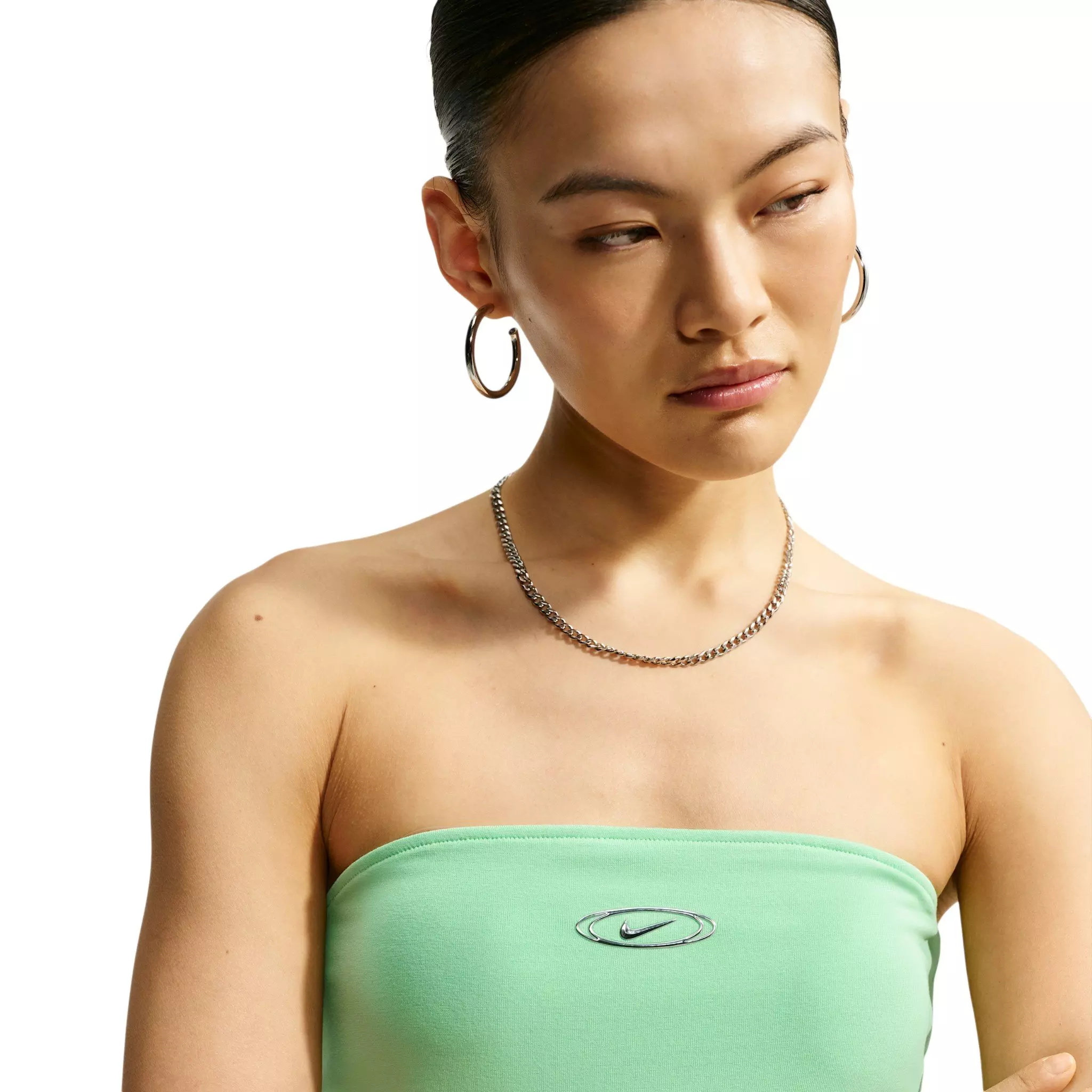 Nike Women's Sportswear Tight Tube Top - Green/Silver - GREEN/SILVER