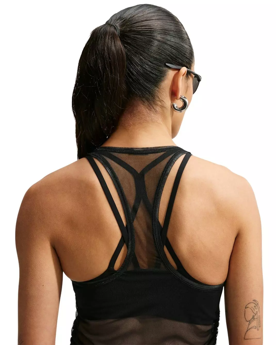 Nike Women's Sportswear Tight Sheer Racerback Tank Top - Black/White - BLACK/WHITE
