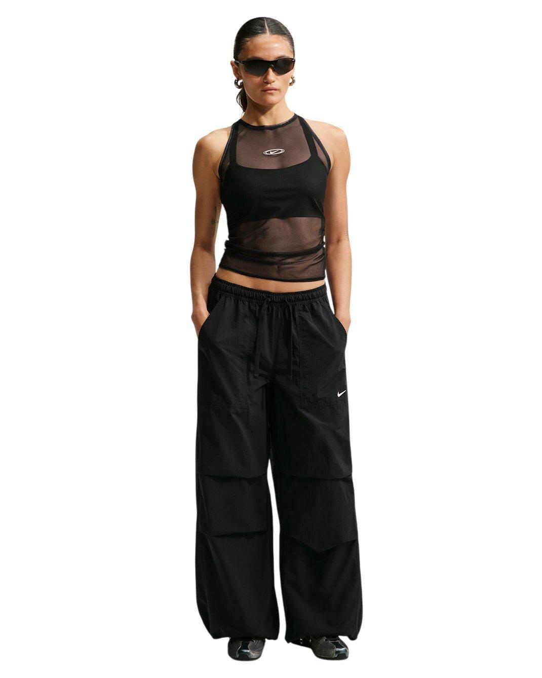 Nike Women's Sportswear Tight Sheer Racerback Tank Top - Black/White - BLACK/WHITE