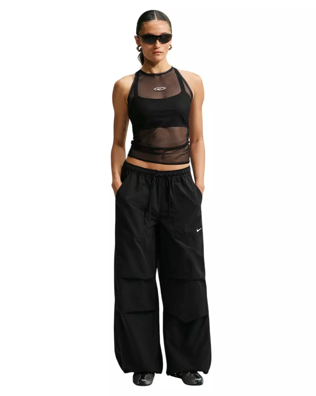Nike Women's Sportswear Tight Sheer Racerback Tank Top - Black/White - BLACK/WHITE