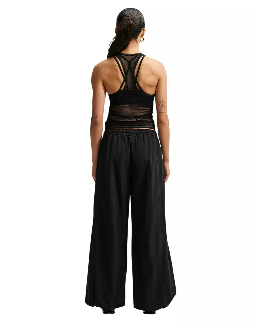 Nike Women's Sportswear Tight Sheer Racerback Tank Top - Black/White - BLACK/WHITE