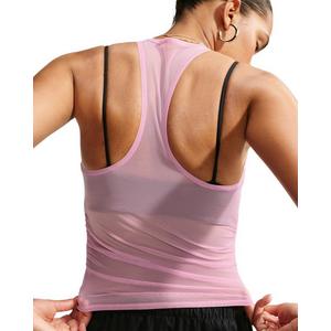 Nike Women's Sportswear Tight Sheer Racerback Tank Top - Pink/Black - PINK/BLACK