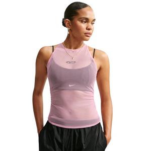 Nike Women's Sportswear Tight Sheer Racerback Tank Top - Pink/Black - PINK/BLACK