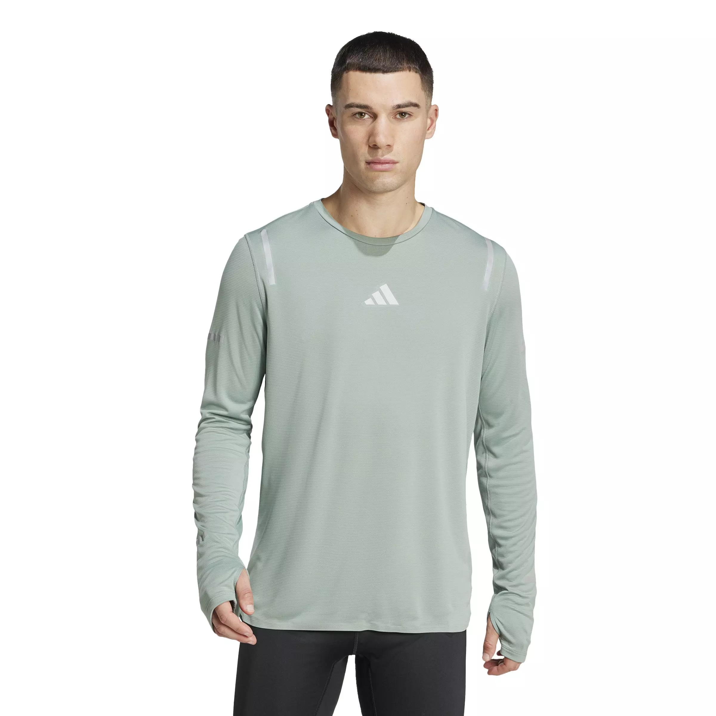 adidas Men's Ultimate Running Reflective Long Sleeve Top -Green - GREEN