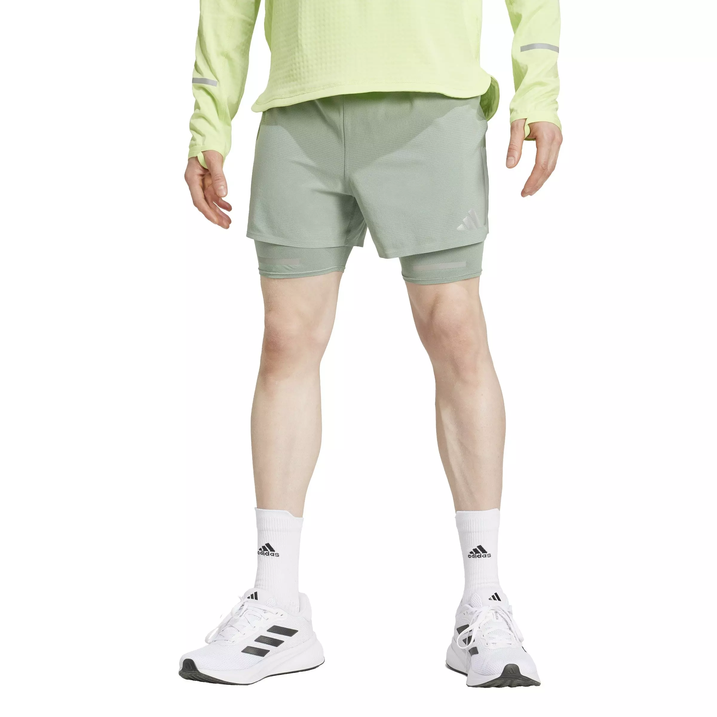 adidas Men's Ultimate Running Reflective 2-in-1 Shorts -Green - GREEN