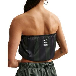 Nike Women's Sportswear Slim Striped Jersey Tube Top - Green/Black - GREEN/BLACK