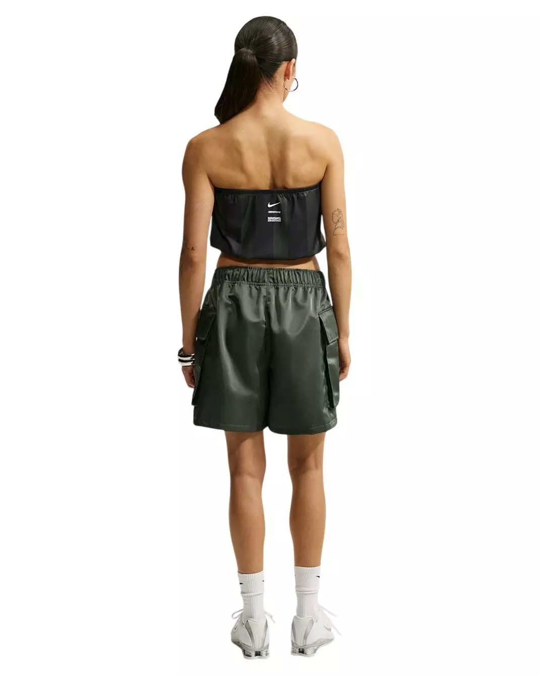 Nike Women's Sportswear Slim Striped Jersey Tube Top - Green/Black - GREEN/BLACK