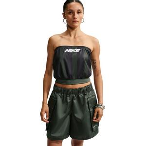 Nike Women's Sportswear Slim Striped Jersey Tube Top - Green/Black - GREEN/BLACK