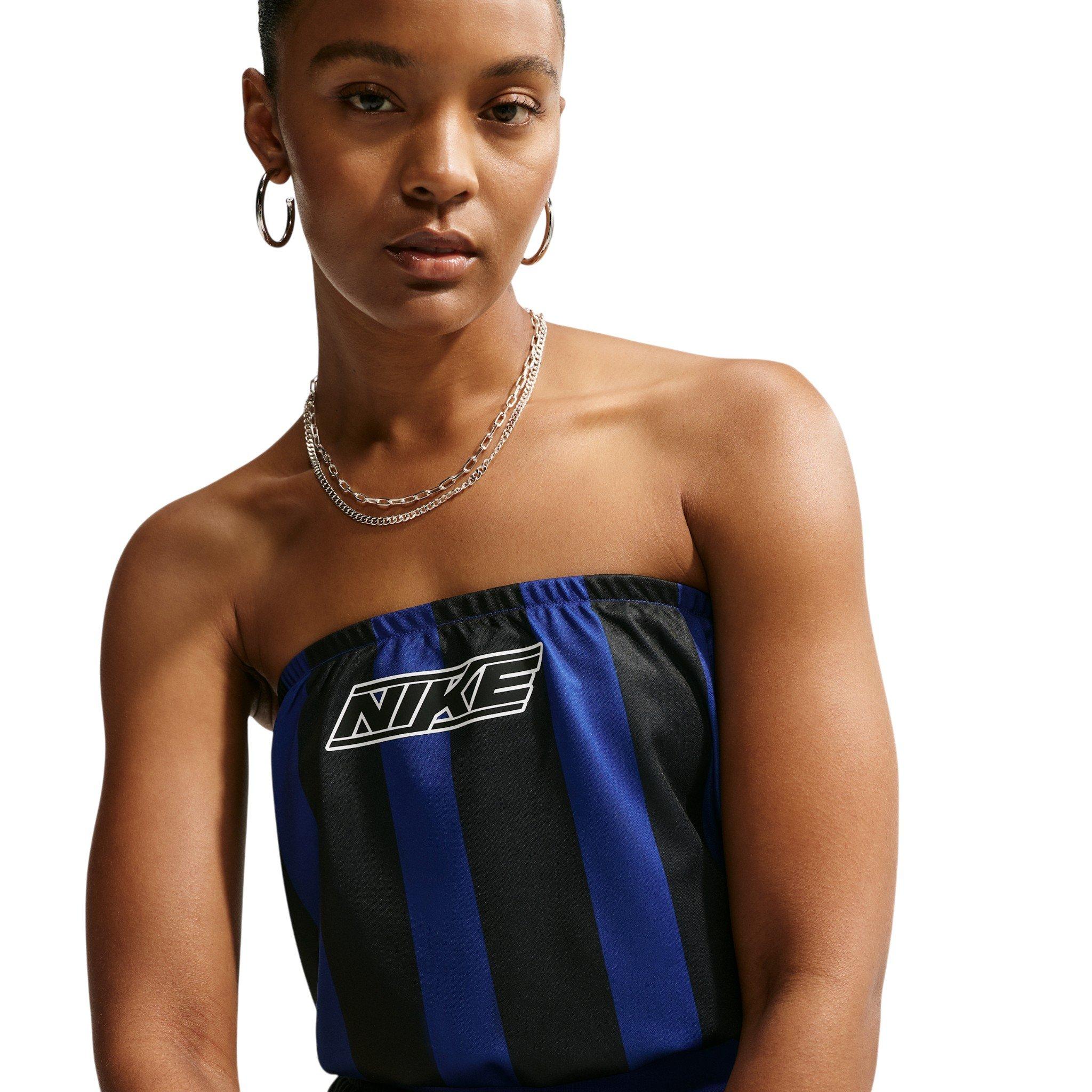 Nike Women's Sportswear Slim Striped Jersey Tube Top - Royal/Black - ROYAL/BLACK