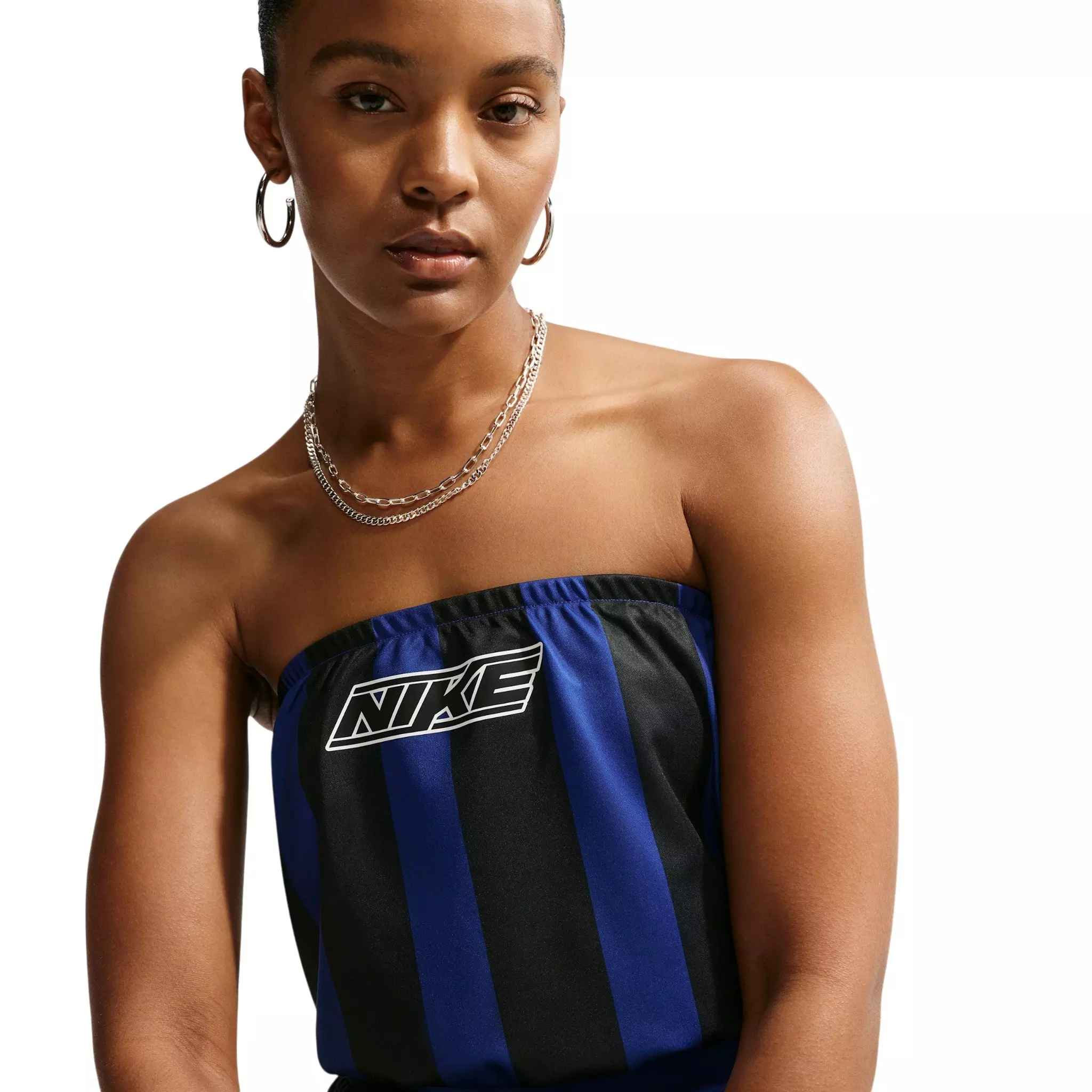 Nike Women's Sportswear Slim Striped Jersey Tube Top - Royal/Black - ROYAL/BLACK