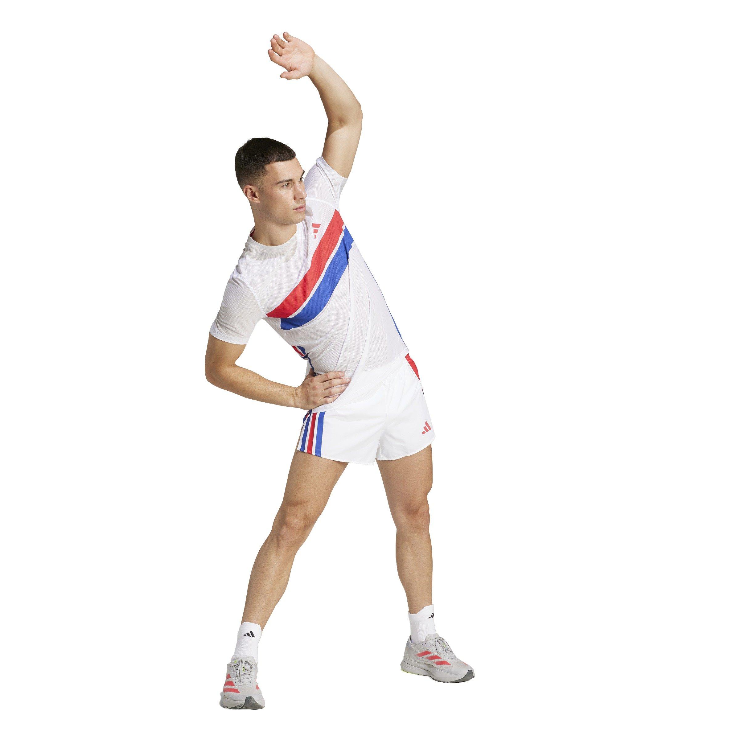 adidas Men's Adizero Retro Running Tee -White/Red - WHITE/RED Thumbnail View 4