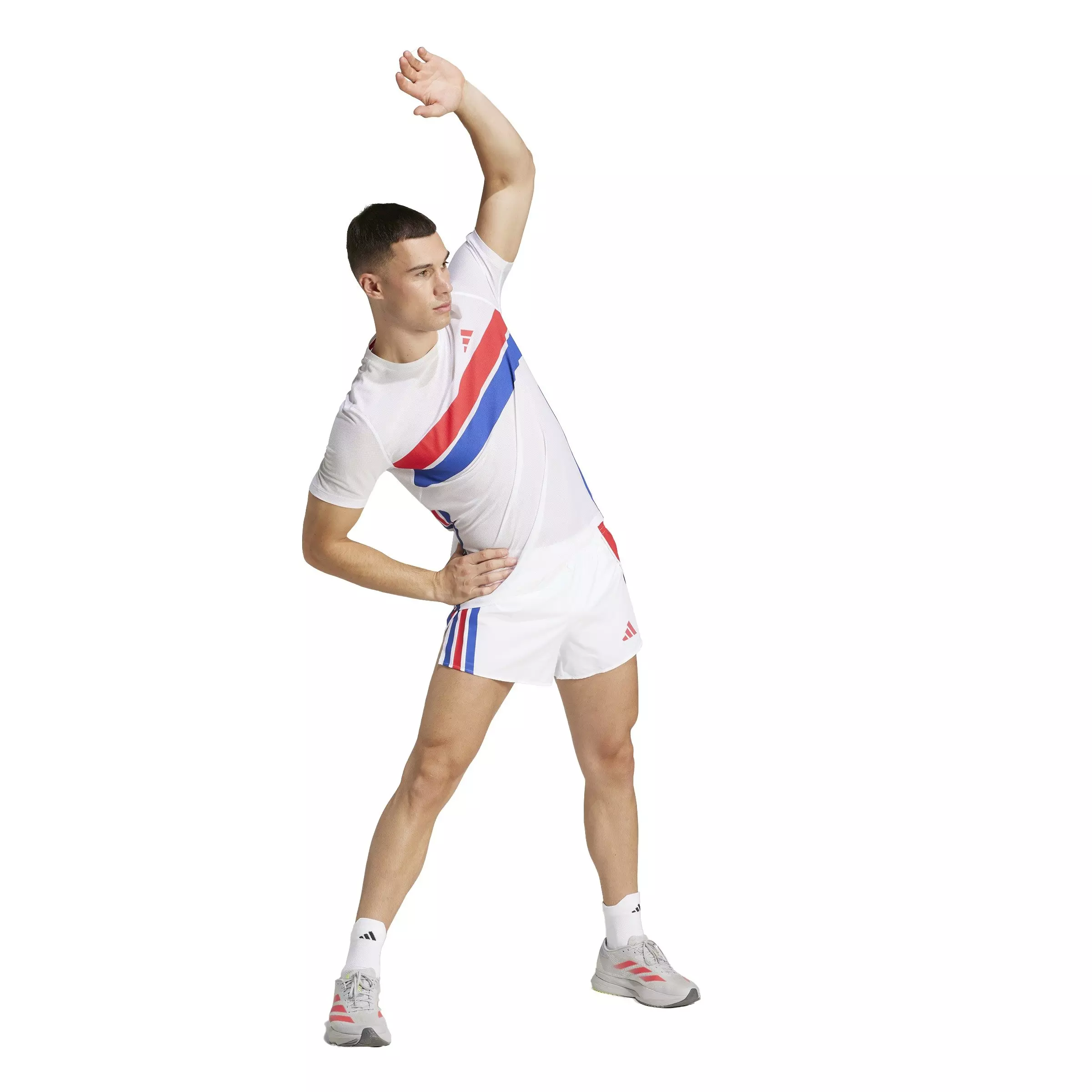 adidas Men's Adizero Retro Running Tee -White/Red - WHITE/RED