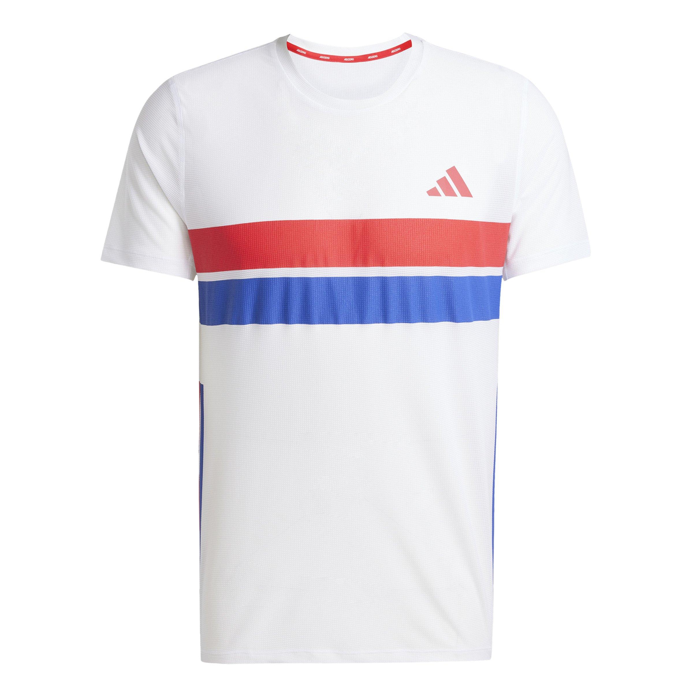 adidas Men's Adizero Retro Running Tee -White/Red - WHITE/RED Thumbnail View 5