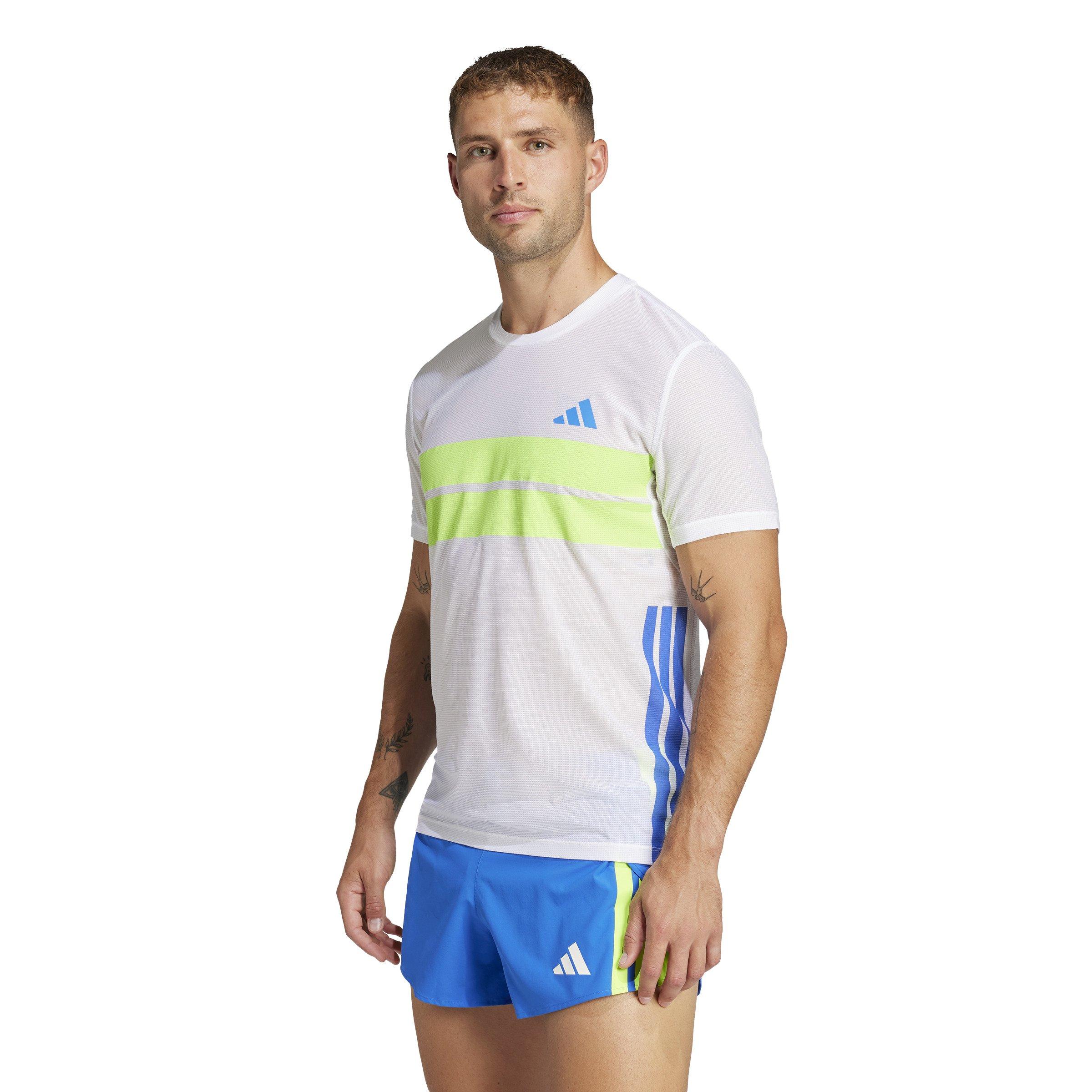 adidas Men's Adizero Retro Running Tee -White/Blue - WHITE/BLUE Thumbnail View 1