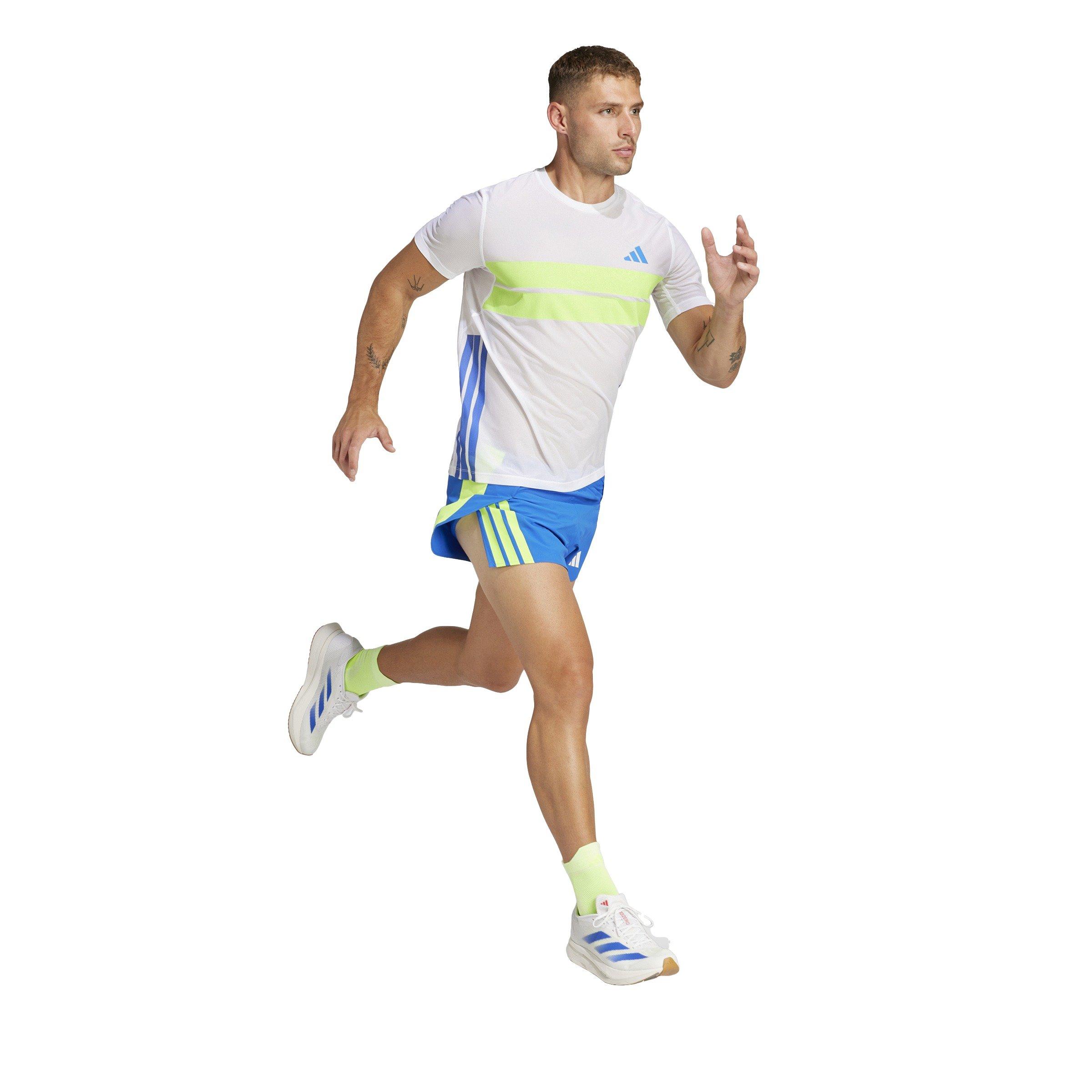 adidas Men's Adizero Retro Running Tee -White/Blue - WHITE/BLUE Thumbnail View 3