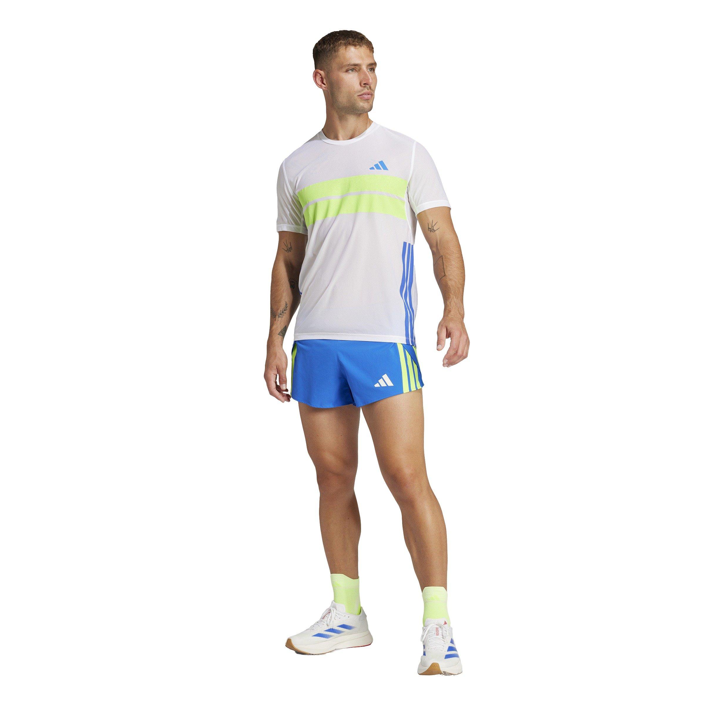 adidas Men's Adizero Retro Running Tee -White/Blue - WHITE/BLUE Thumbnail View 6