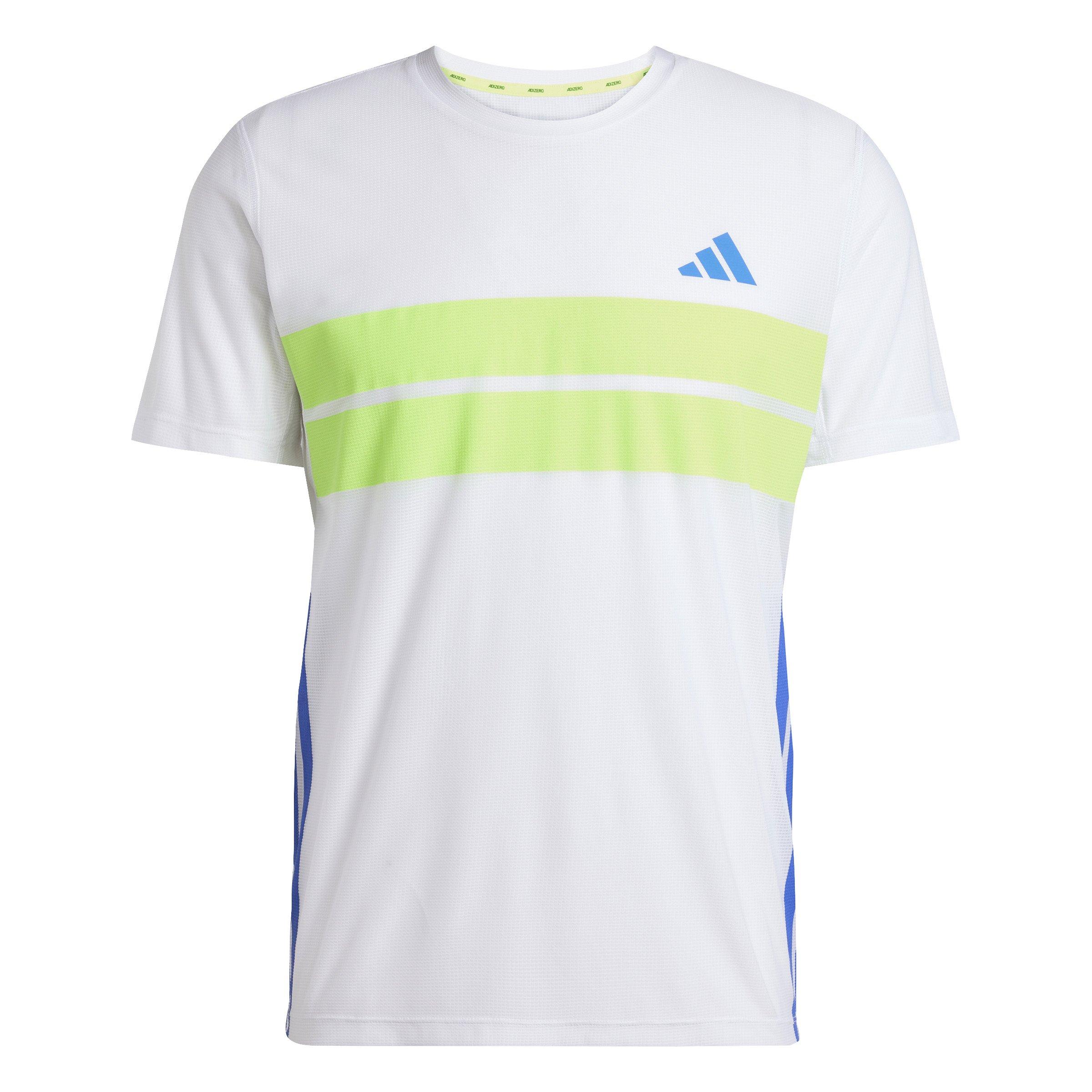 adidas Men's Adizero Retro Running Tee -White/Blue - WHITE/BLUE Thumbnail View 7