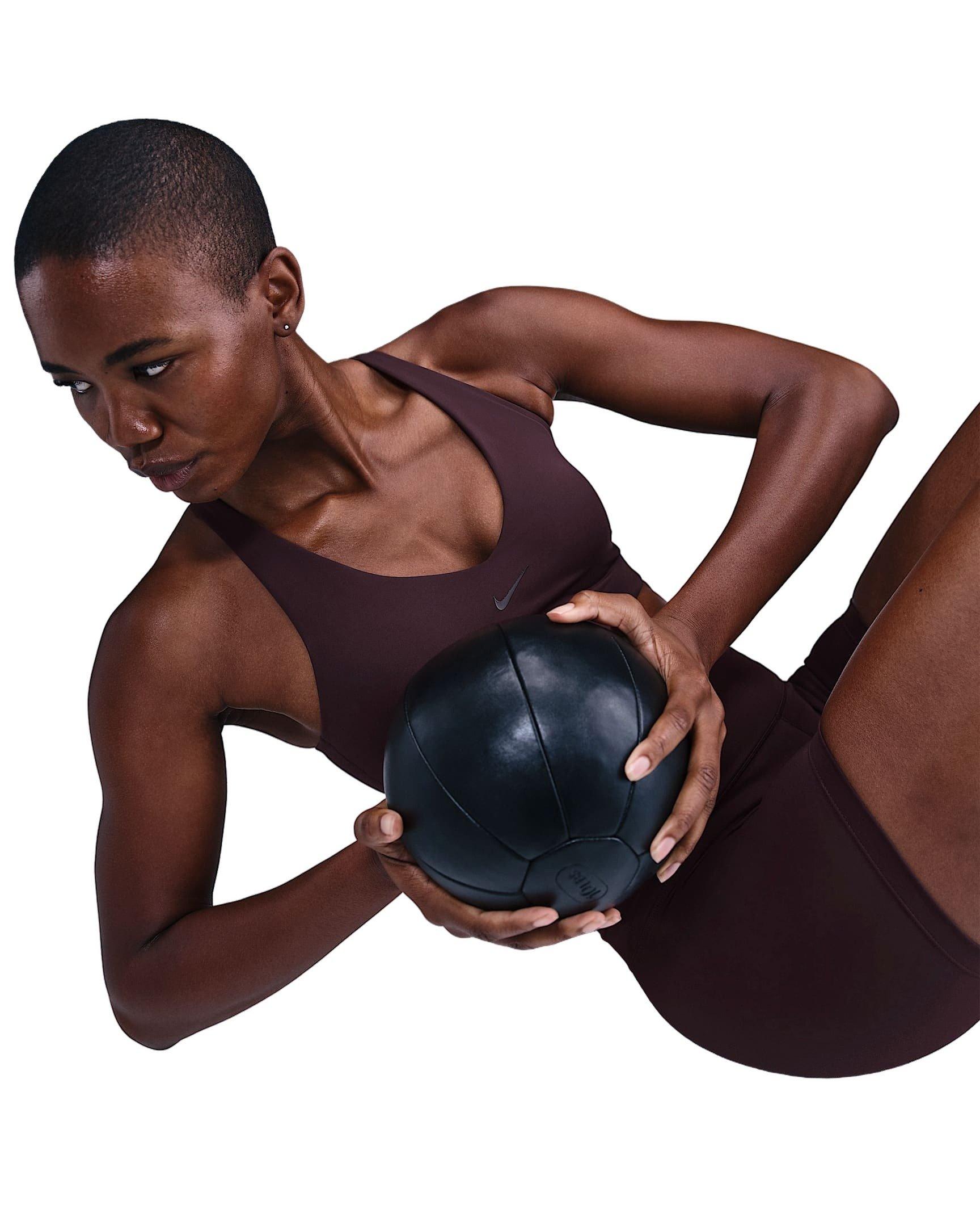 Nike Women's Universa Medium-Support Padded Sport Bra -Burgundy - BURGUNDY Thumbnail View 3