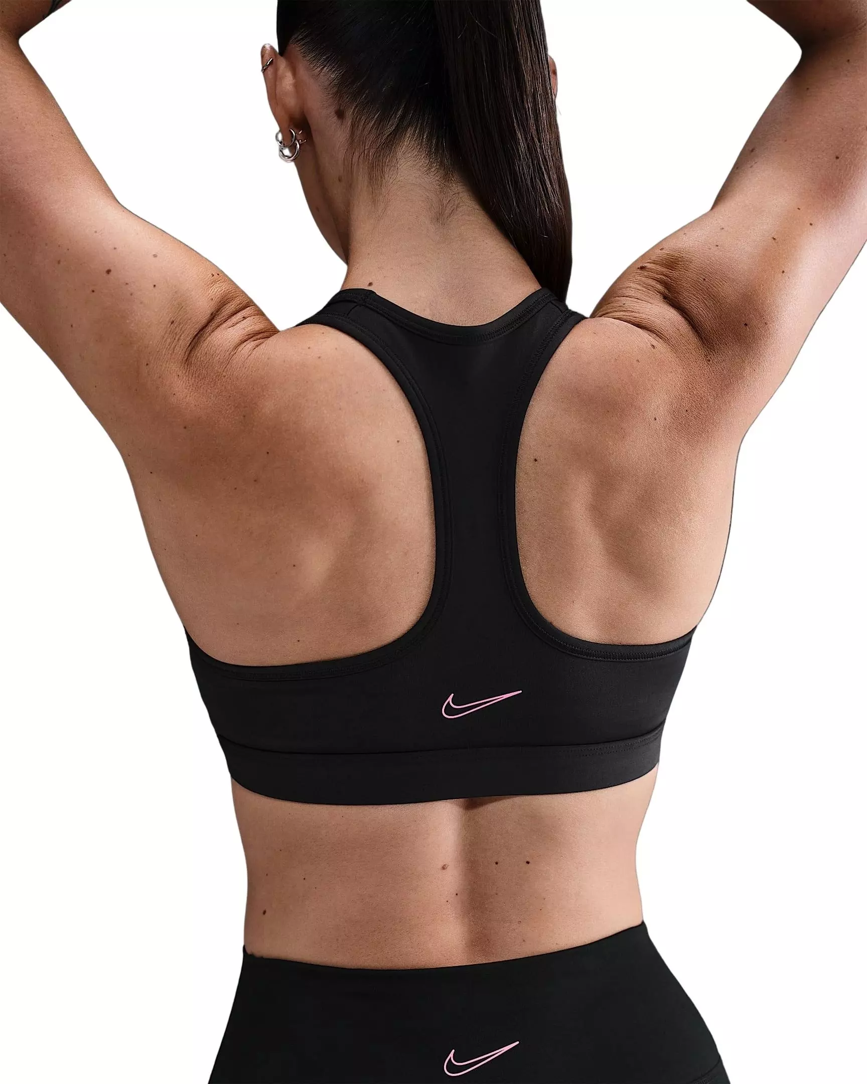 Nike Women's Swoosh Medium Support Padded Sports Bra - Black/Pink - BLACK/PINK