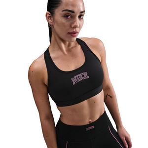 Nike Women's Swoosh Medium Support Padded Sports Bra - Black/Pink