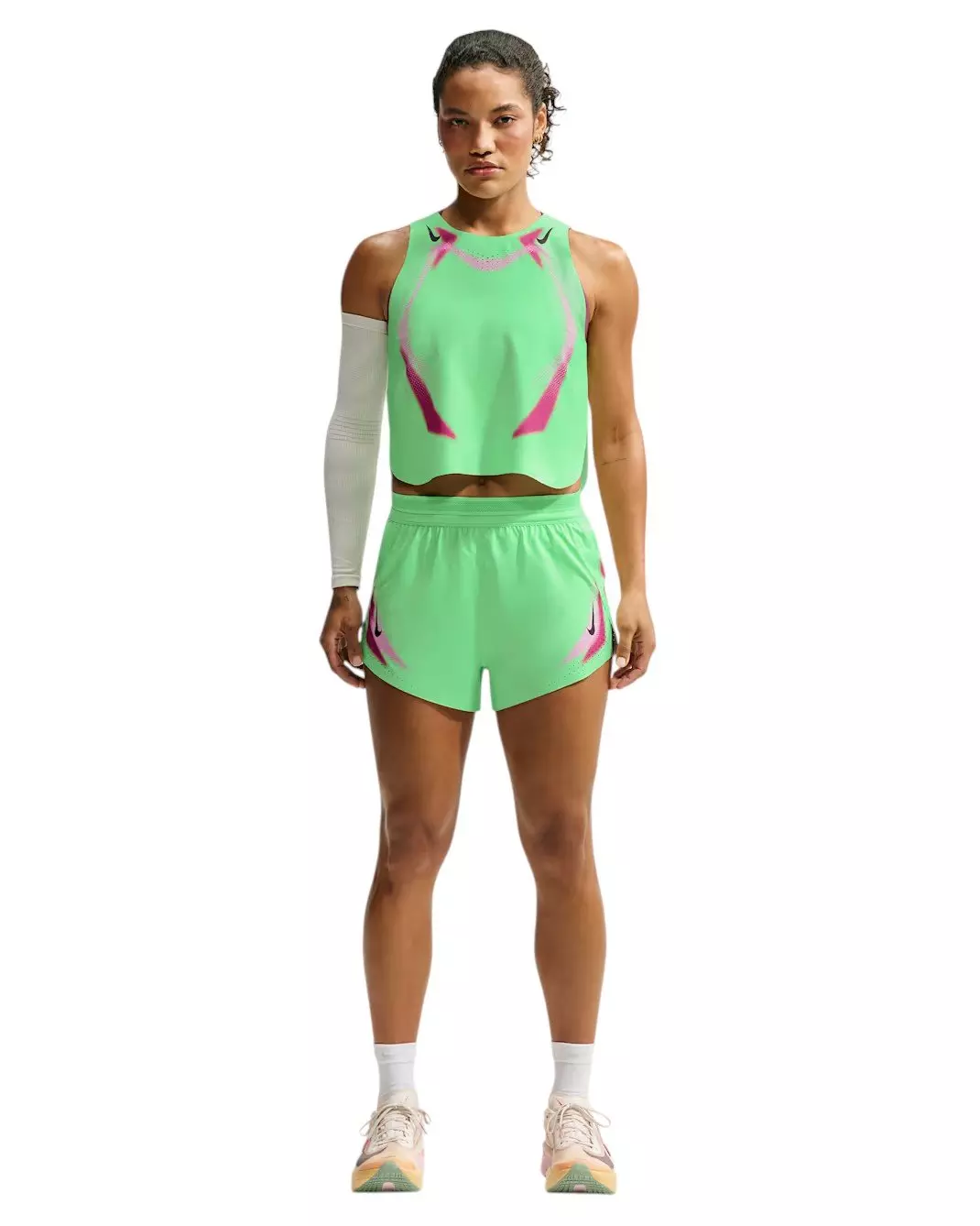 Nike Women's AeroSwift Dri-FIT ADV Cropped Running Tank Top - Green/Black - GREEN/BLACK