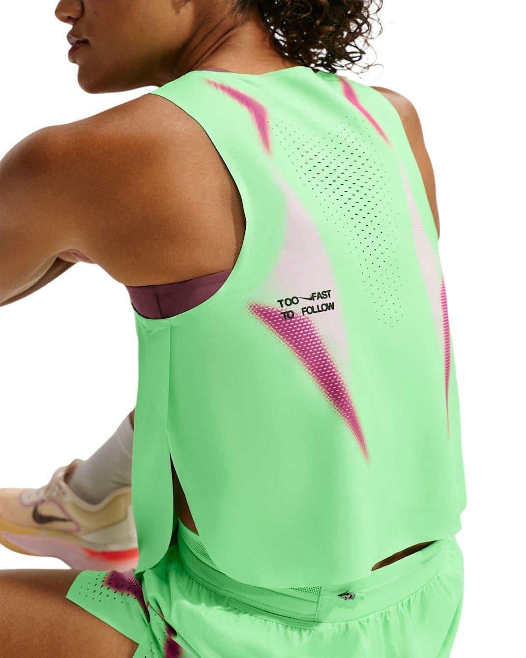 Nike Women's AeroSwift Dri-FIT ADV Cropped Running Tank Top - Green/Black - GREEN/BLACK