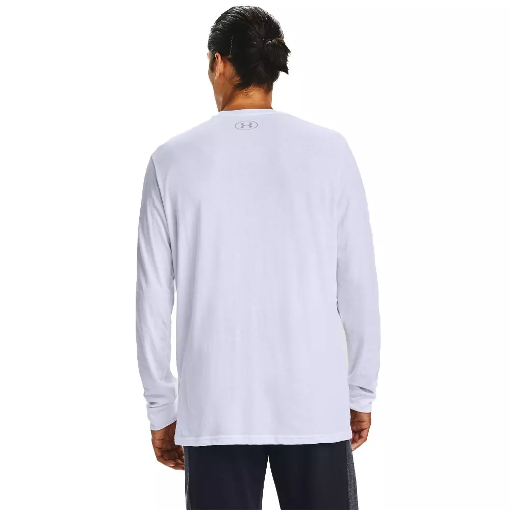 Under Armour Men's UA Sportstyle Left Chest Long Sleeve T-Shirt - WHITE/BLACK