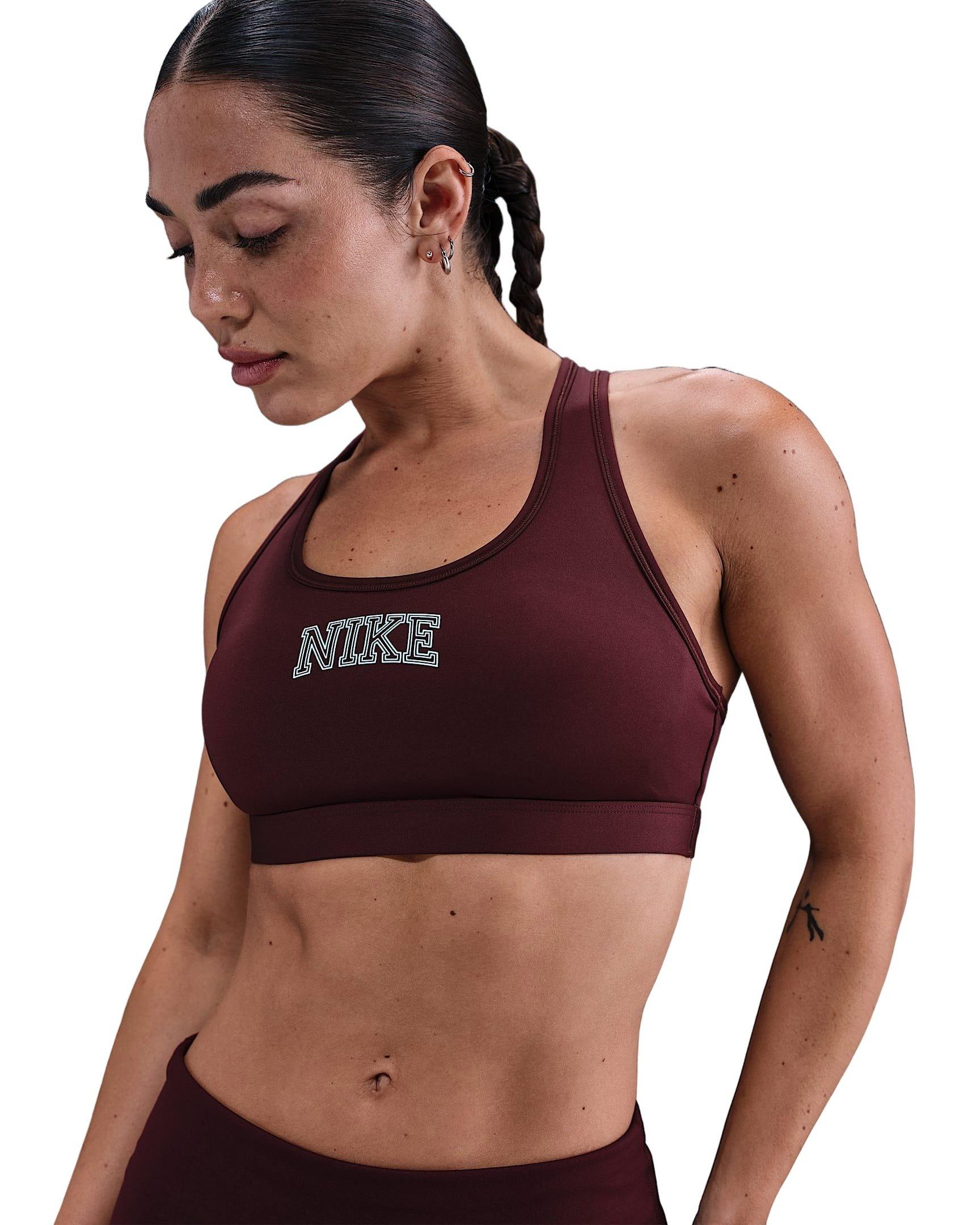 Nike Women's Swoosh Medium Support Padded Sports Bra - Red/White - RED/WHITE Thumbnail View 1