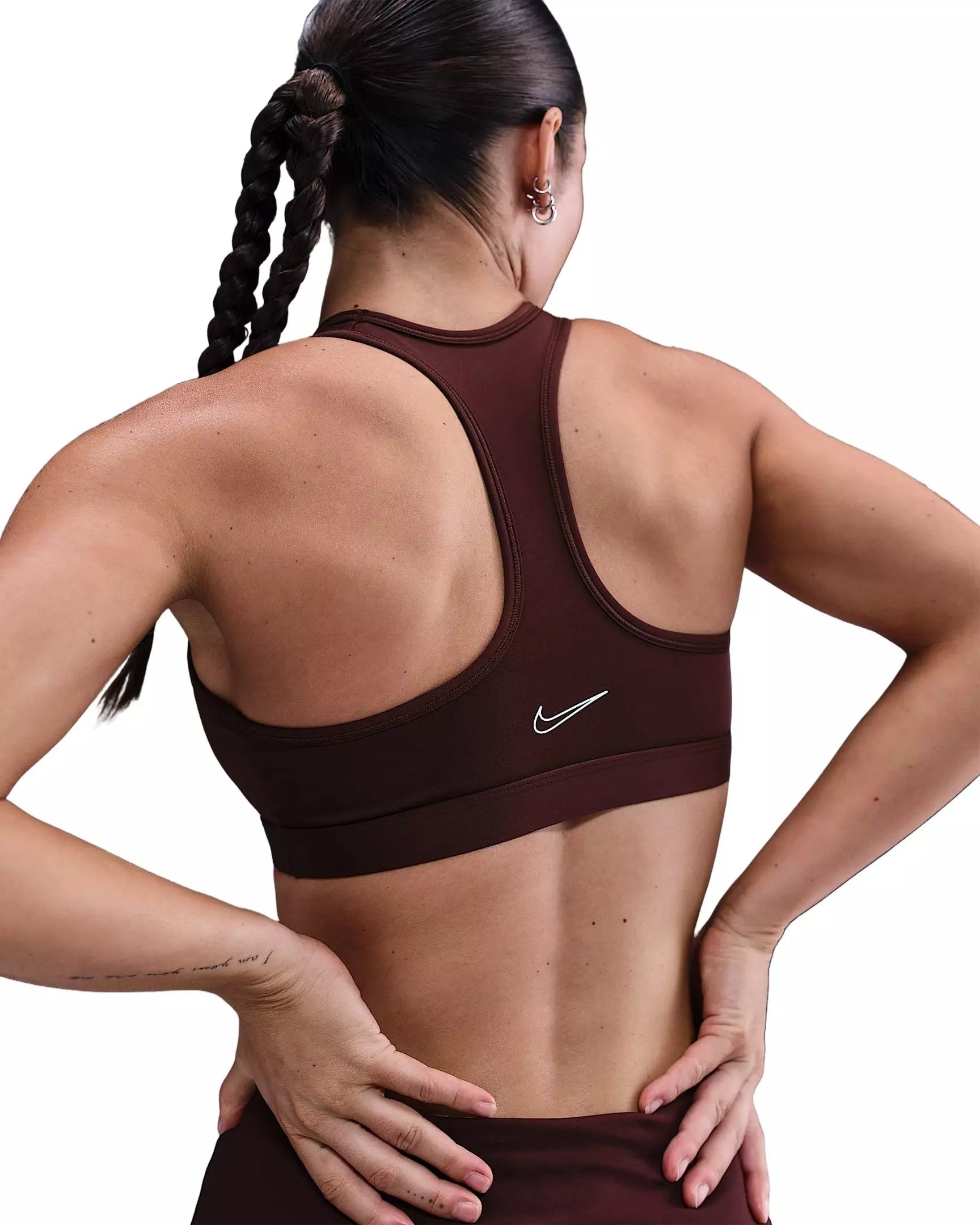 Nike Women's Swoosh Medium Support Padded Sports Bra - Red/White - RED/WHITE