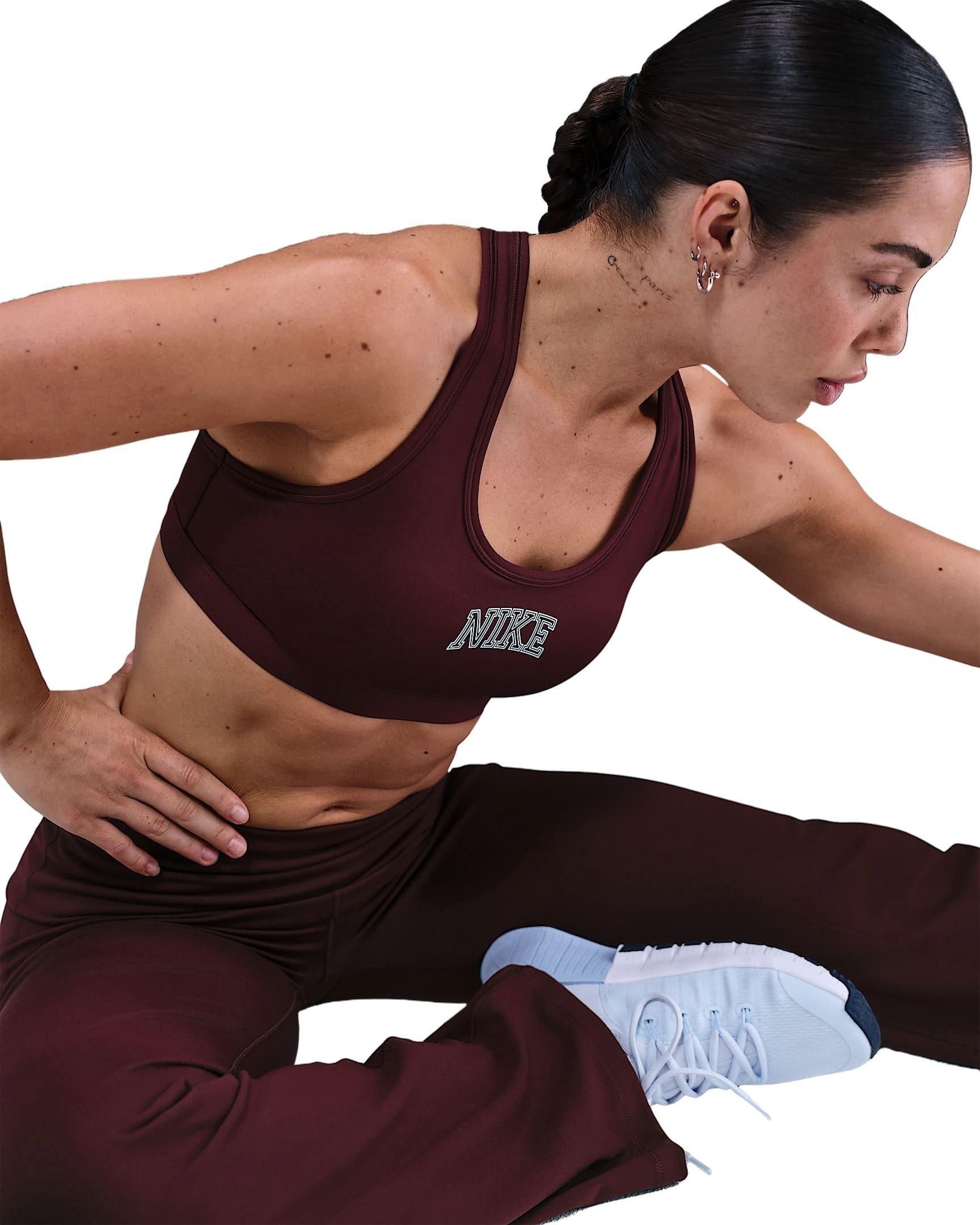 Nike Women's Swoosh Medium Support Padded Sports Bra - Red/White - RED/WHITE Thumbnail View 3