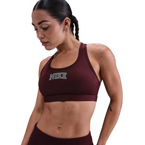 Nike Women's Swoosh Medium Support Padded Sports Bra - Red/White