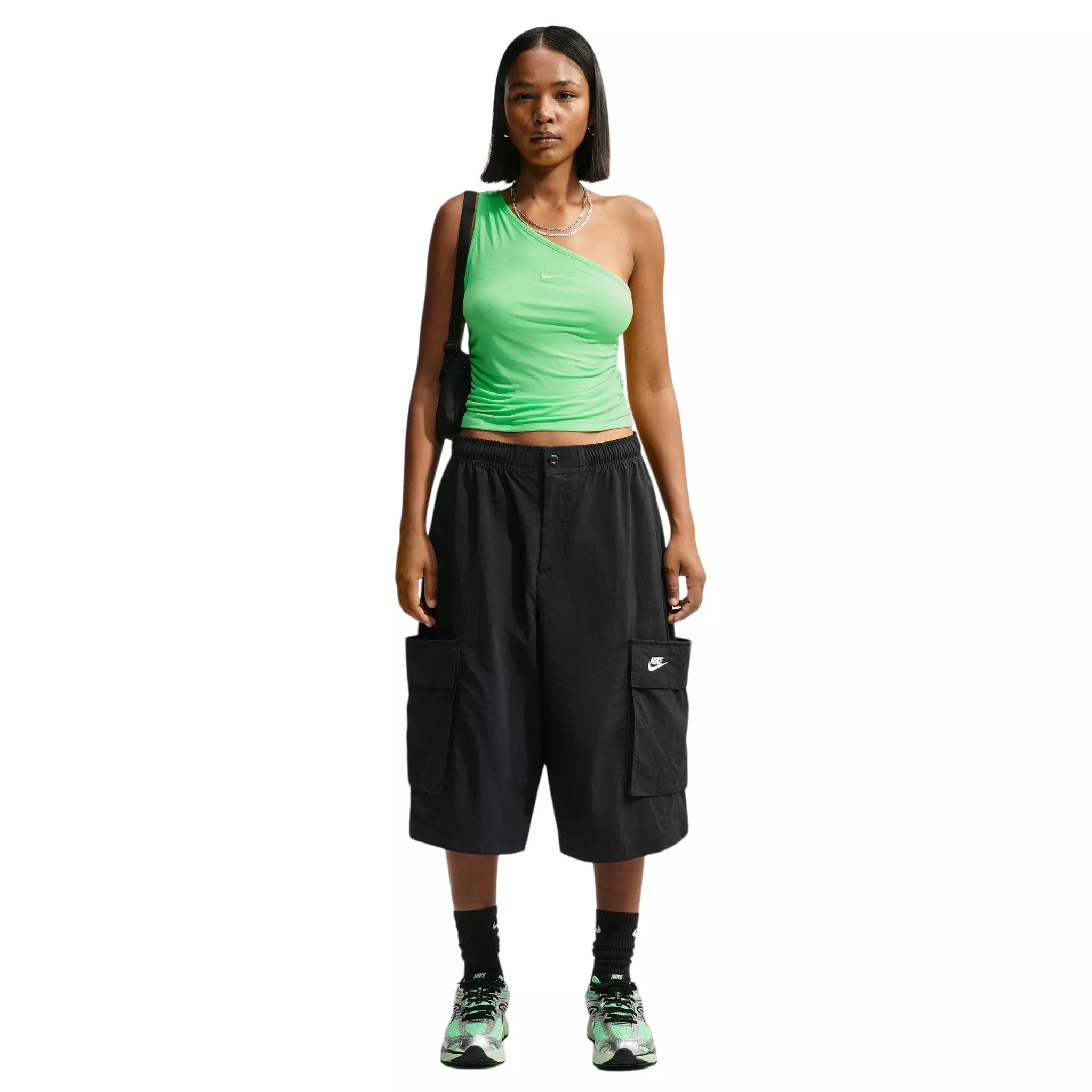 Nike Women's Sportswear Tight One-Shoulder Tank Top - Green - GREEN