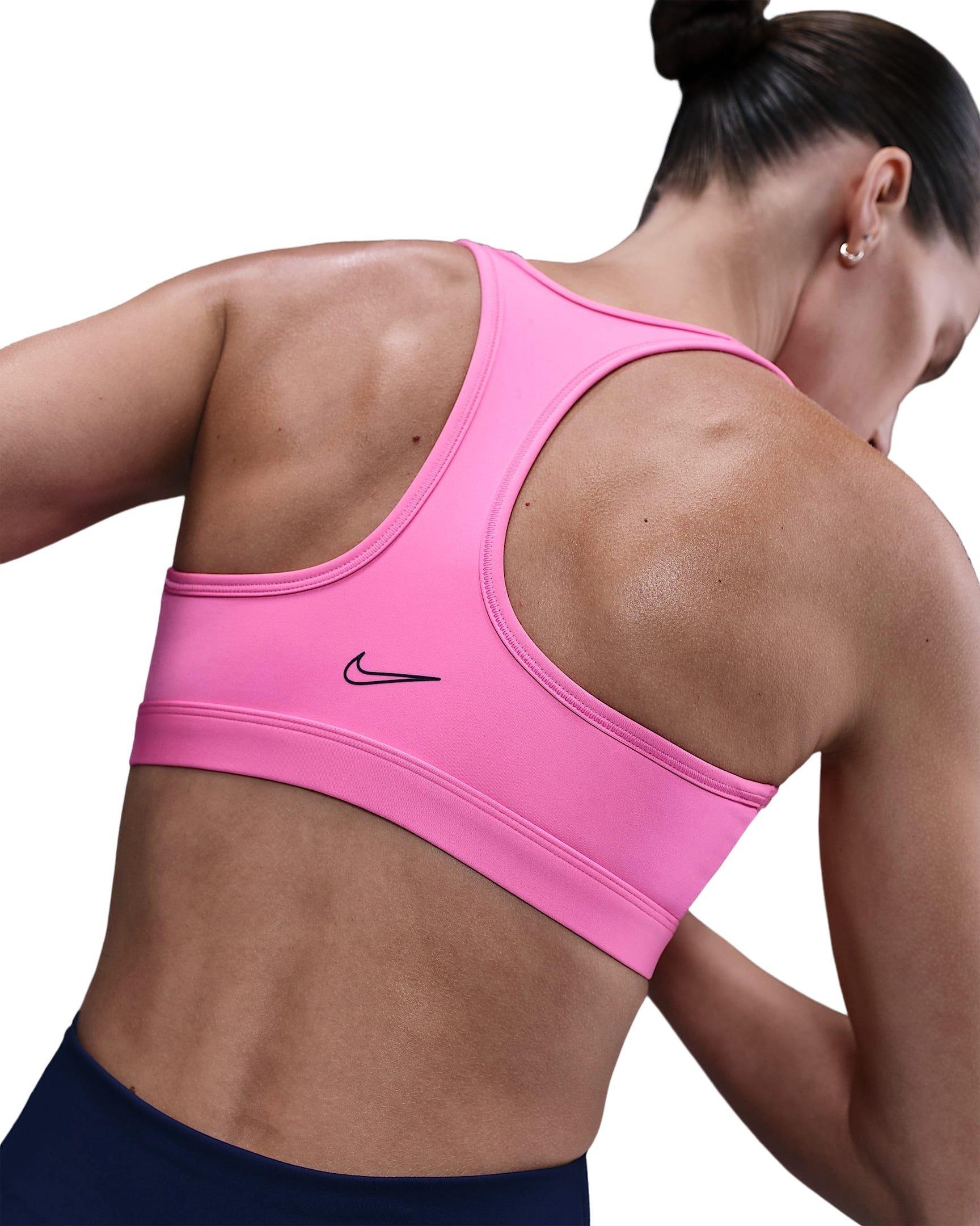 Nike Women's Swoosh Medium Support Padded Sports Bra - Pink/Black - PINK/BLACK Thumbnail View 2