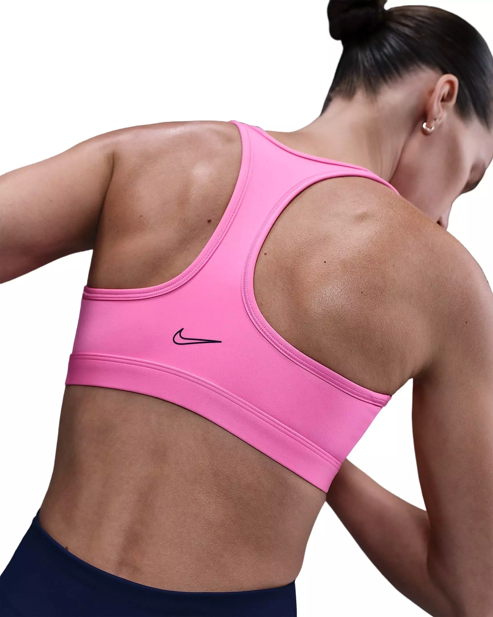 Nike Women's Swoosh Medium Support Padded Sports Bra - Pink/Black - PINK/BLACK