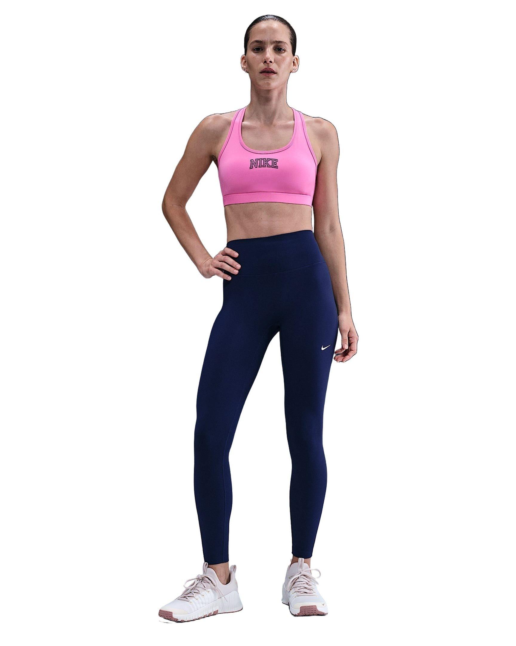 Nike Women's Swoosh Medium Support Padded Sports Bra - Pink/Black - PINK/BLACK Thumbnail View 4