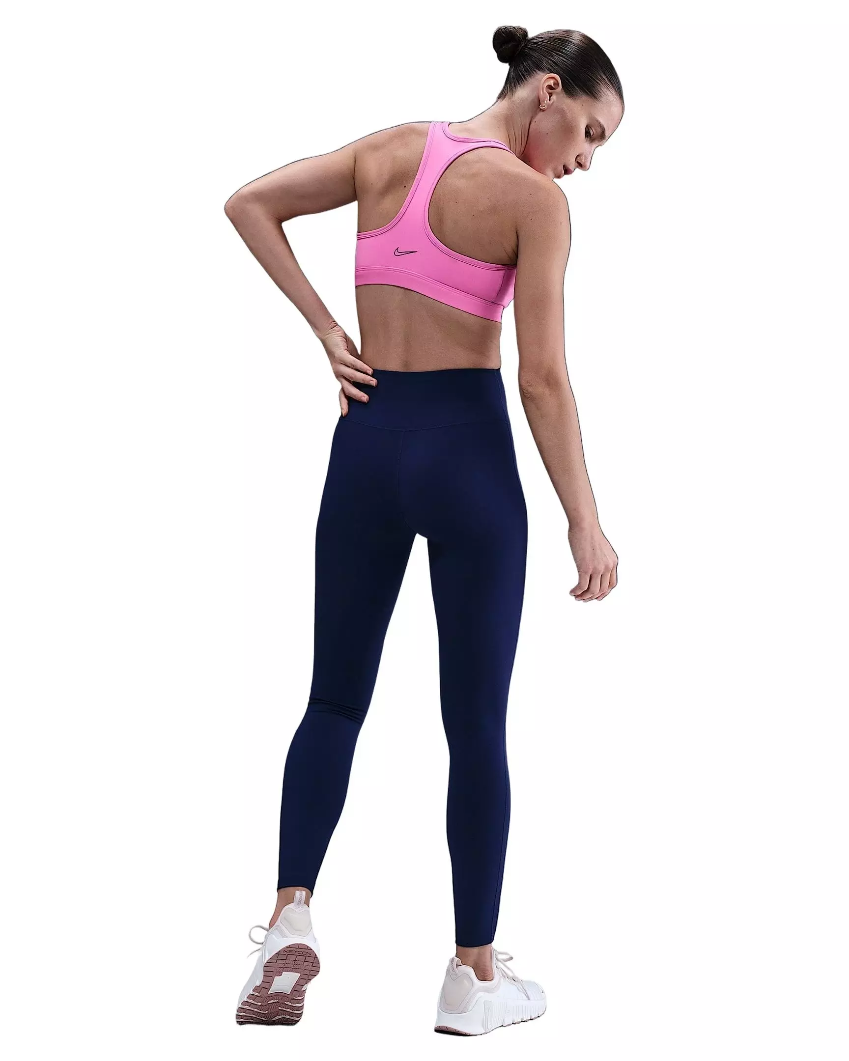 Nike Women's Swoosh Medium Support Padded Sports Bra - Pink/Black - PINK/BLACK