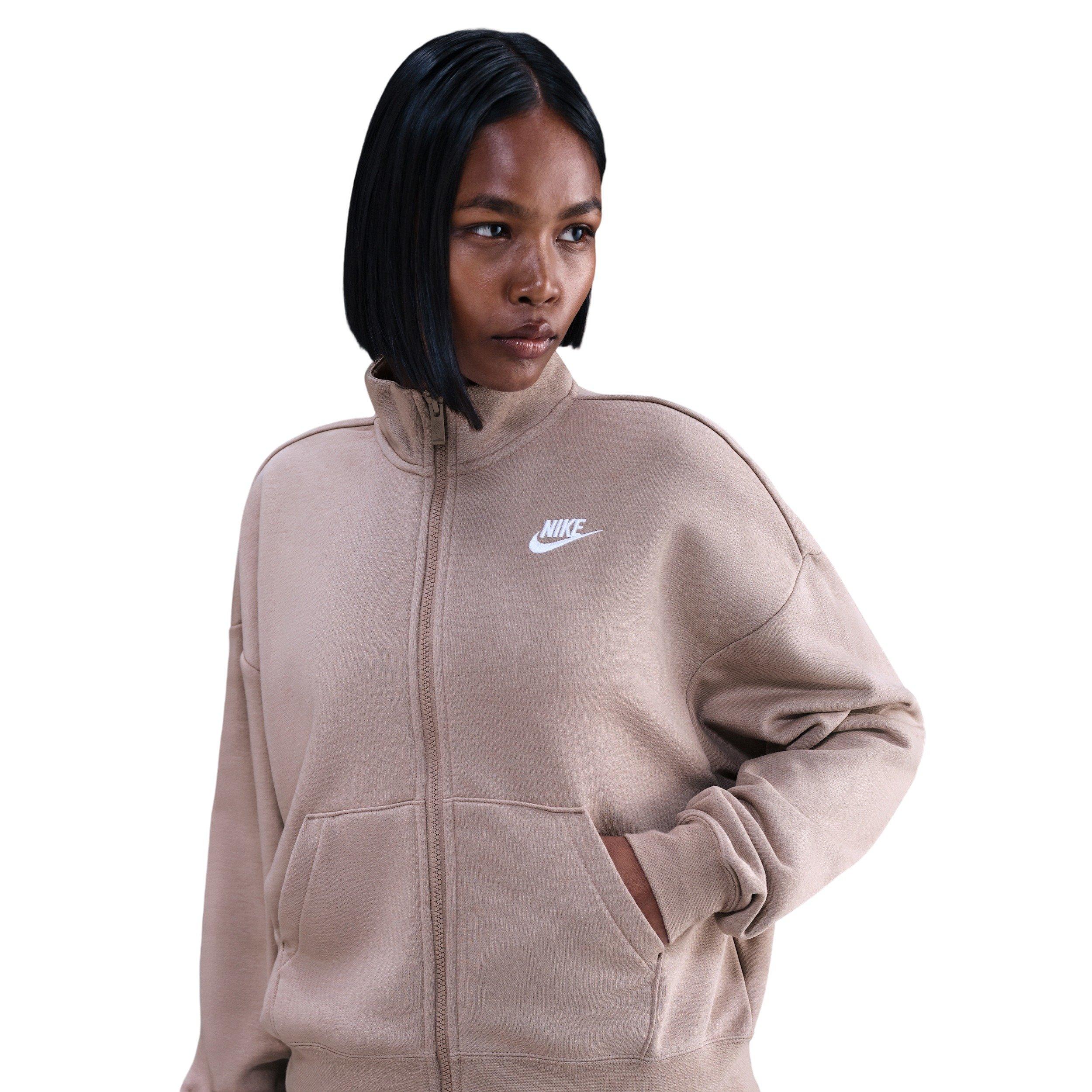 Nike Women's Sportswear Club Fleece Loose Track Jacket - Brown - BROWN Thumbnail View 1